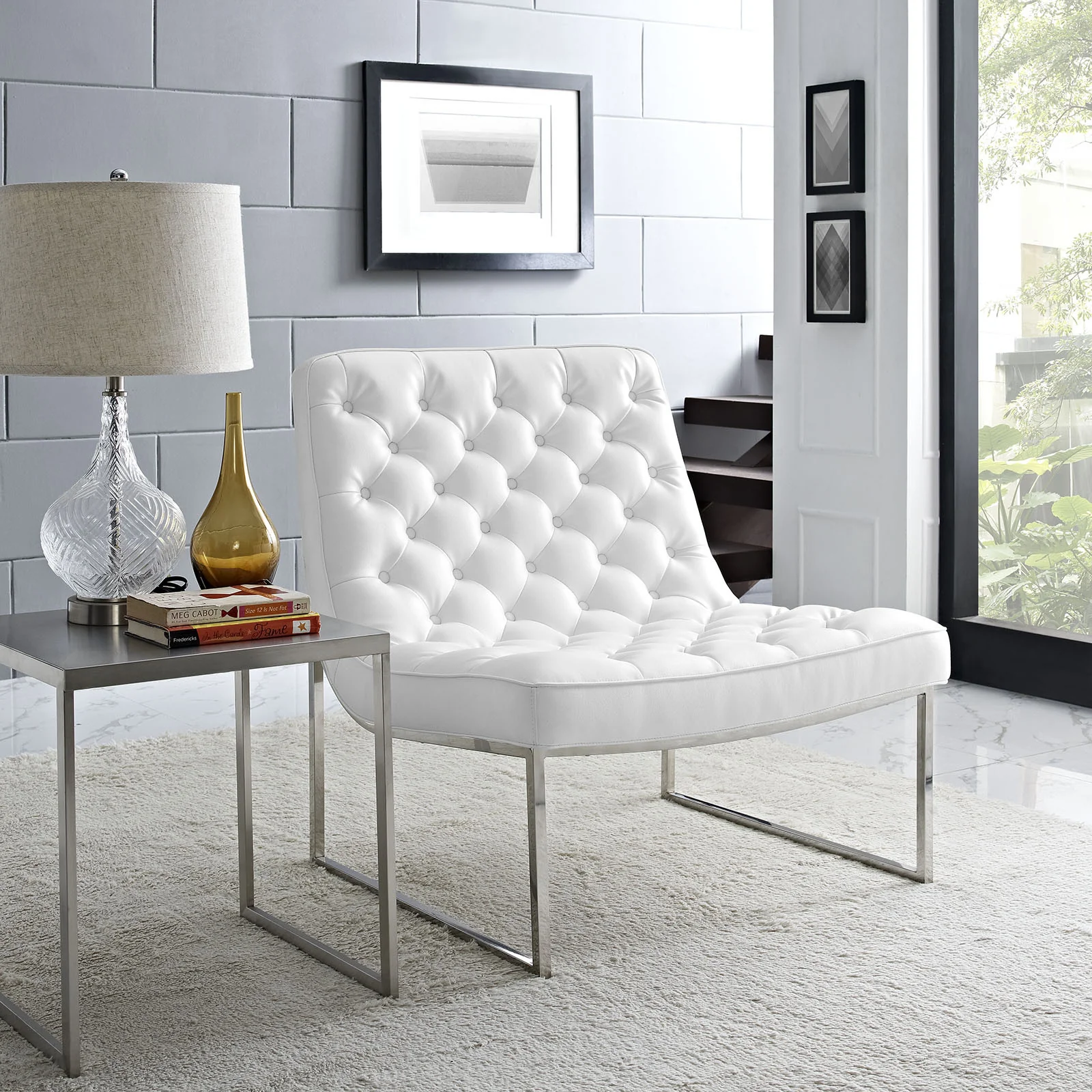 Indiana Memory Foam Lounge Chair White - Image 4