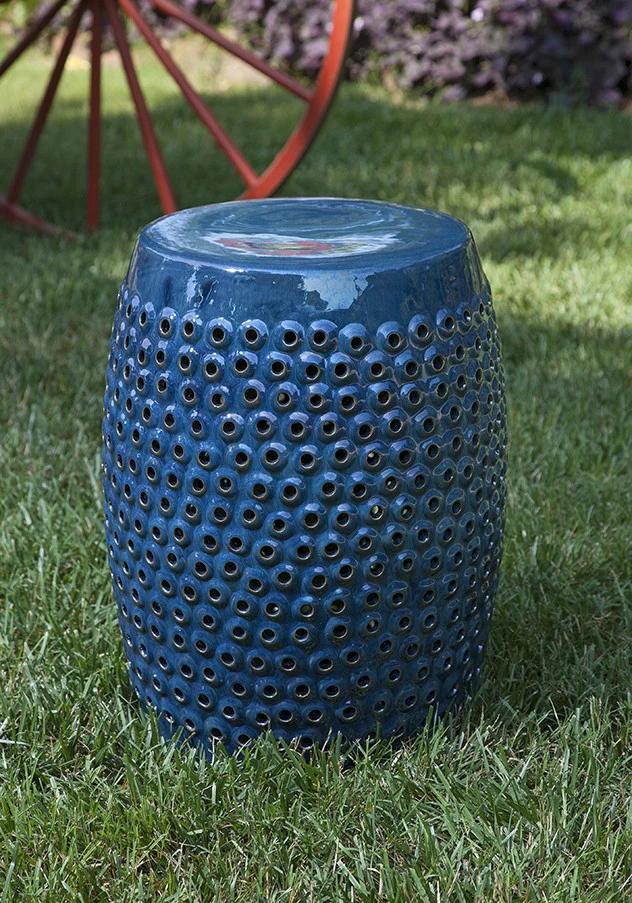 Indigo Cutwork Garden Stool - Image 2