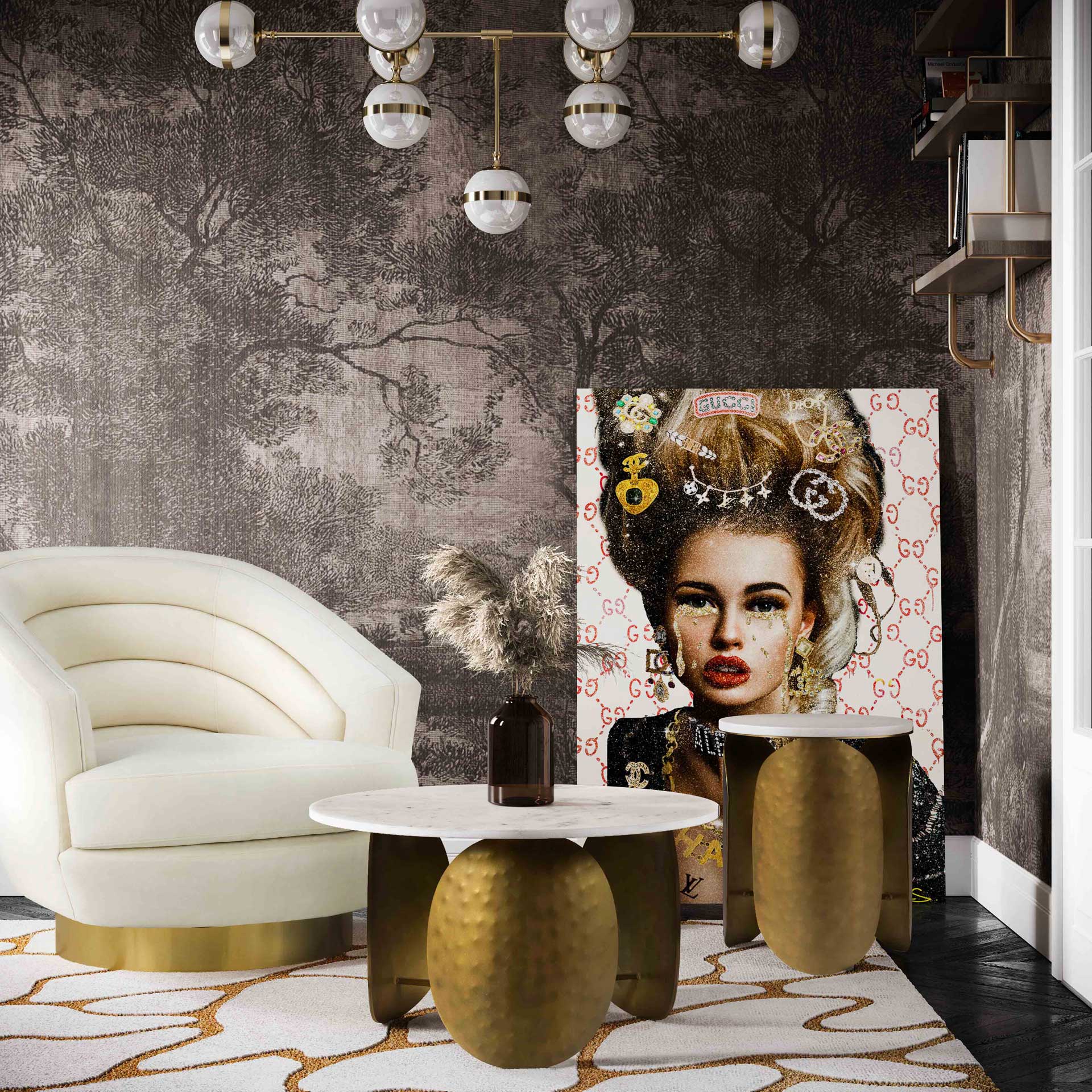 Ingrid Marble Coffee Table Antique Brass - Image 7