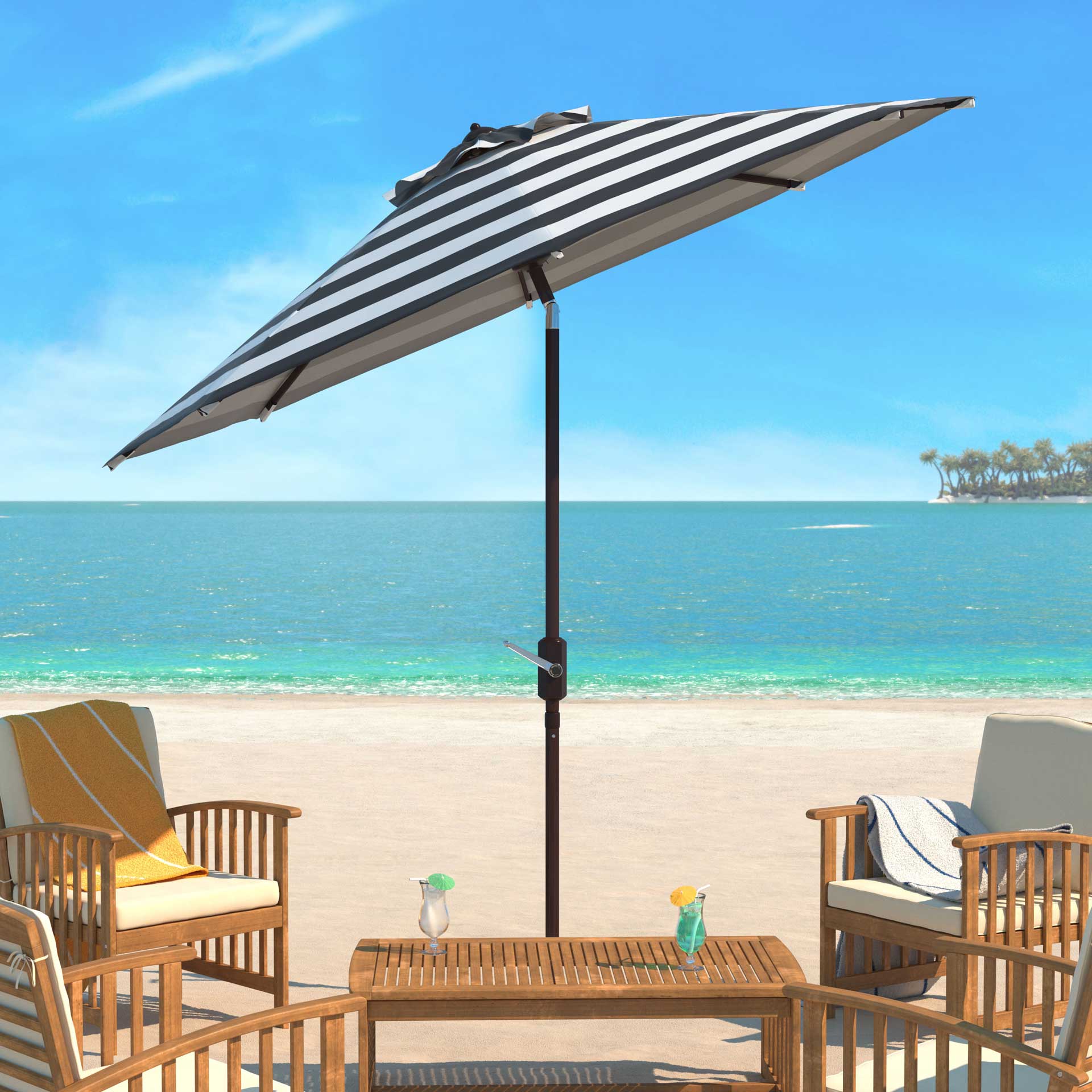 Irvin Uv Resistant Auto Tilt Umbrella Black/White - Image 4