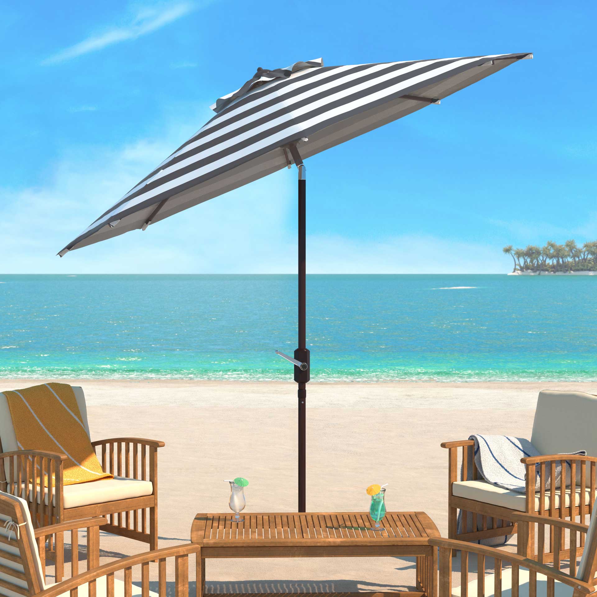 Irvin Uv Resistant Auto Tilt Umbrella Gray/White - Image 4