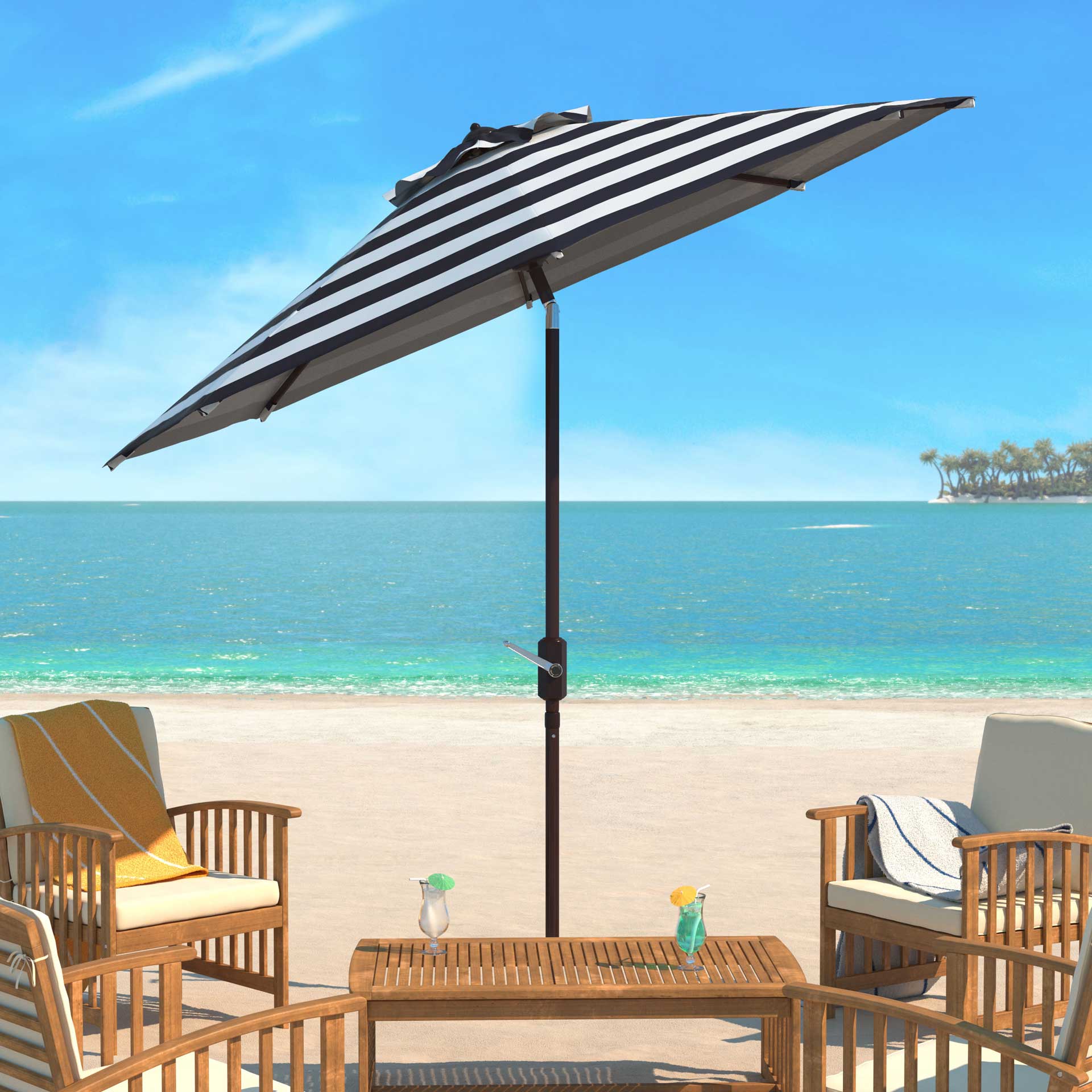 Irvin Uv Resistant Auto Tilt Umbrella Navy/White - Image 4