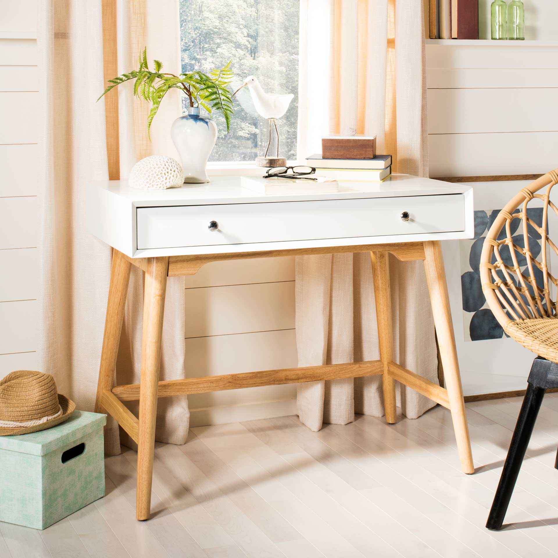 Isaiah Modern Desk White/Natural - Image 6