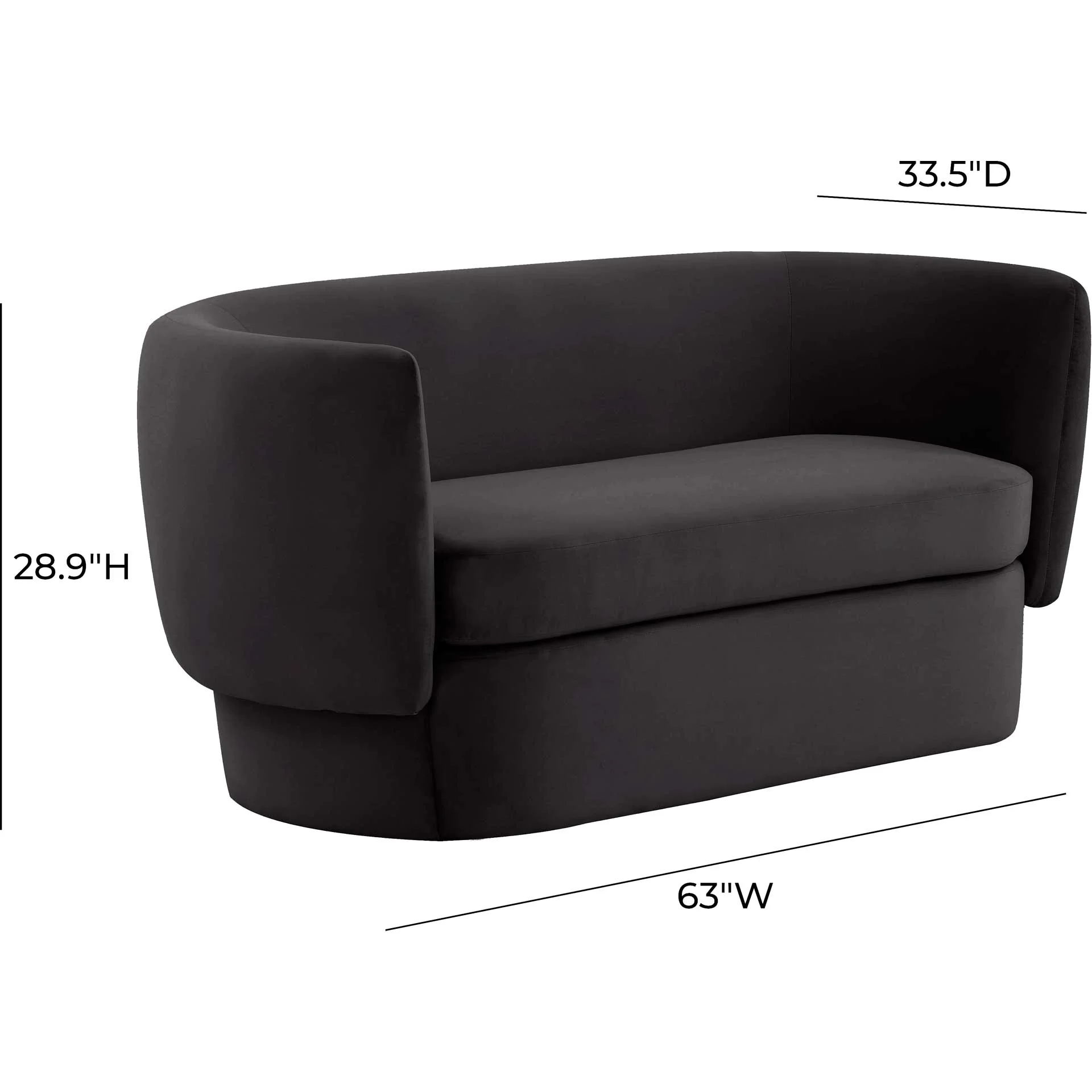 Isaiah Velvet Loveseat Black - Image 5