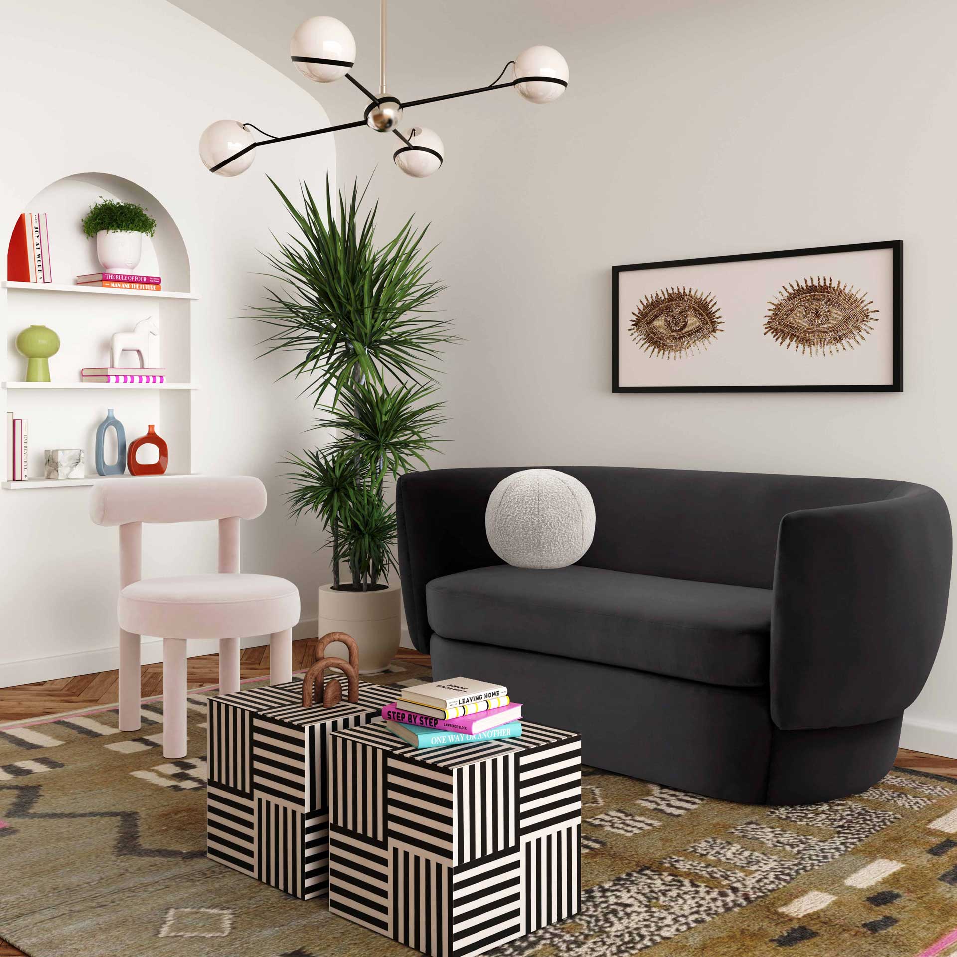 Isaiah Velvet Loveseat Black - Image 6