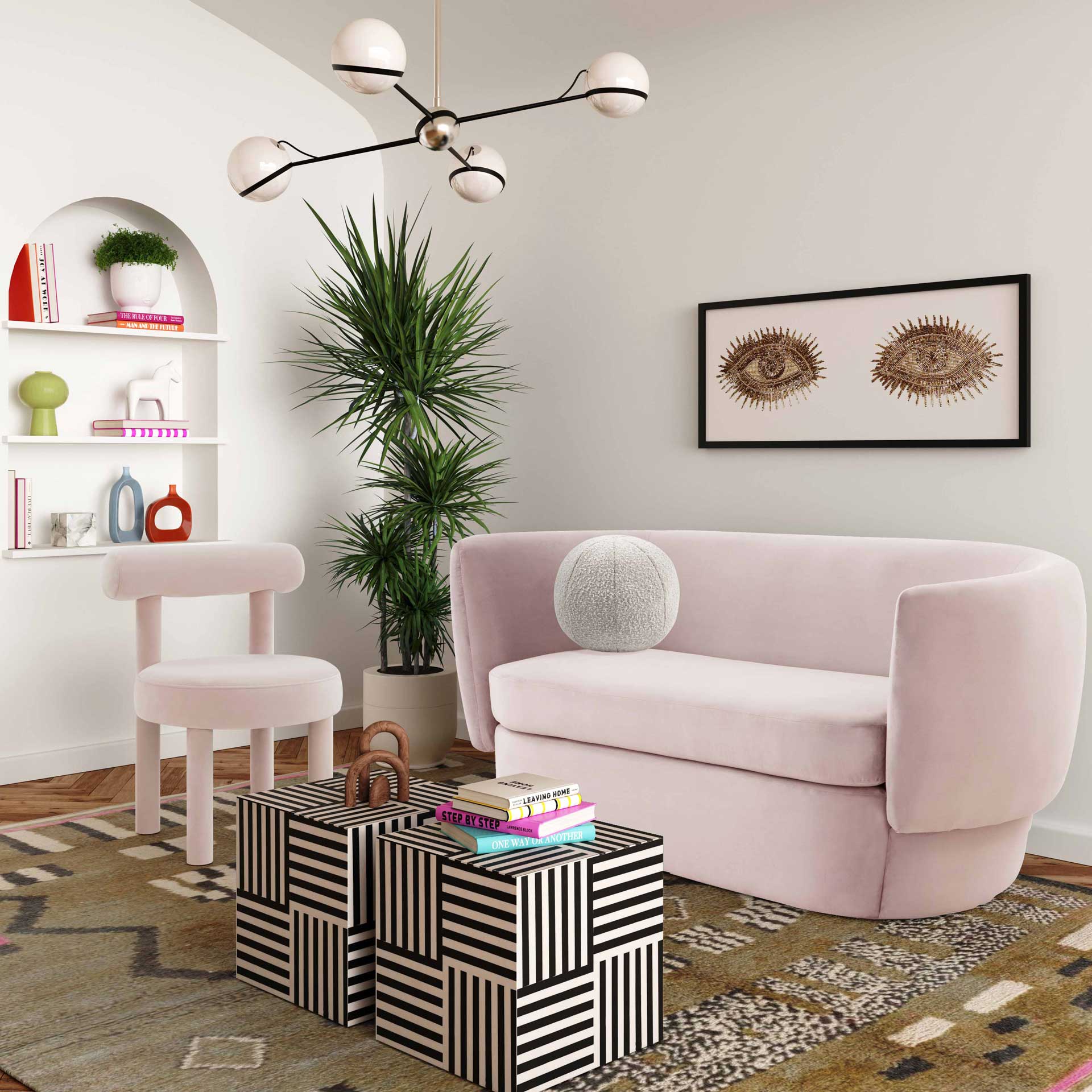 Isaiah Velvet Loveseat Blush - Image 6