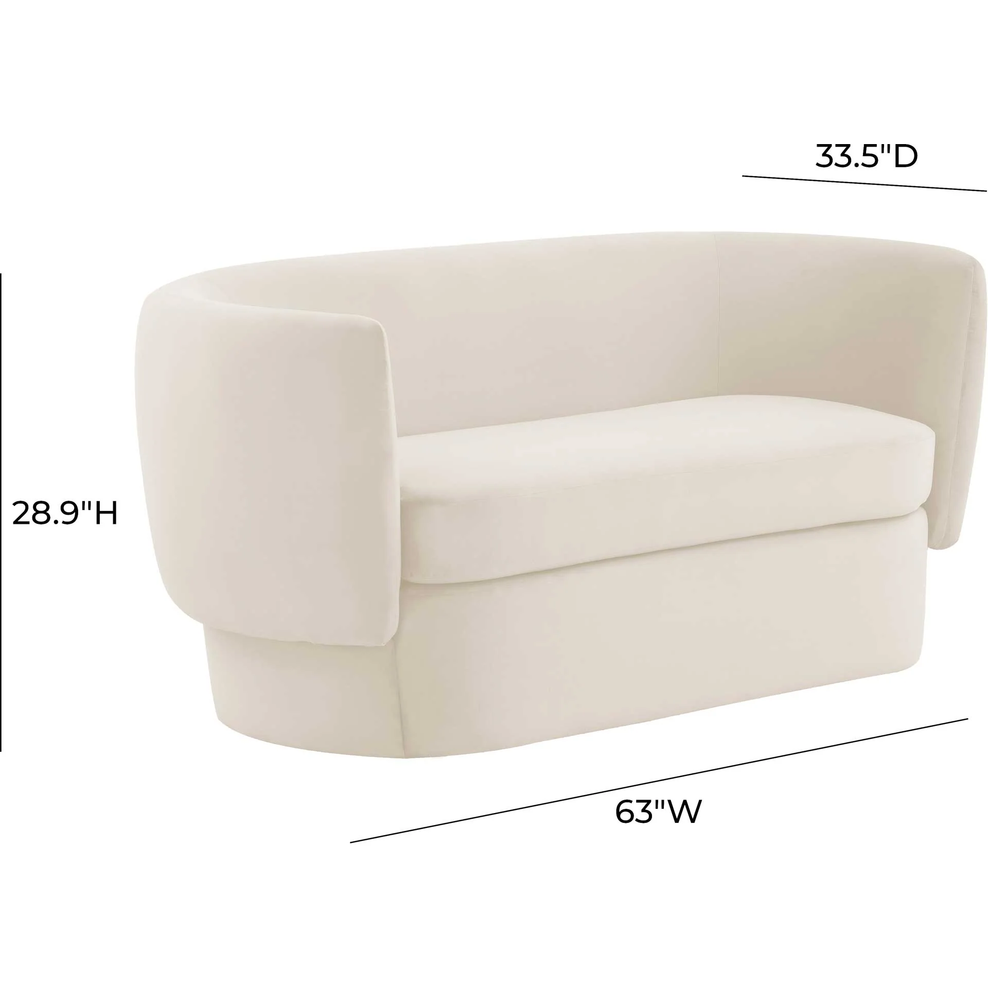 Isaiah Velvet Loveseat Cream - Image 5