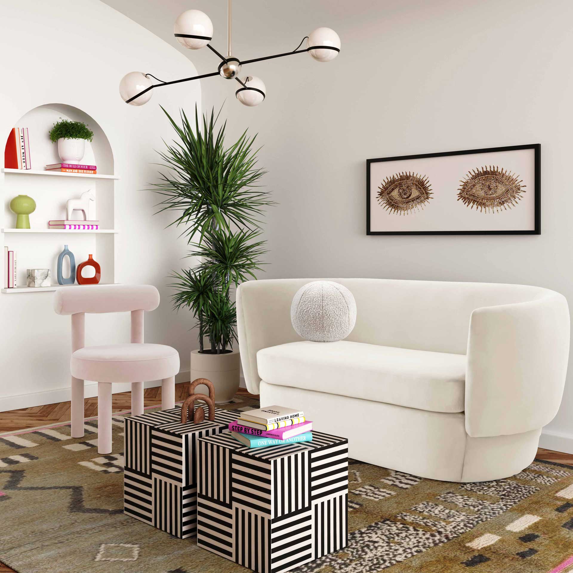Isaiah Velvet Loveseat Cream - Image 6
