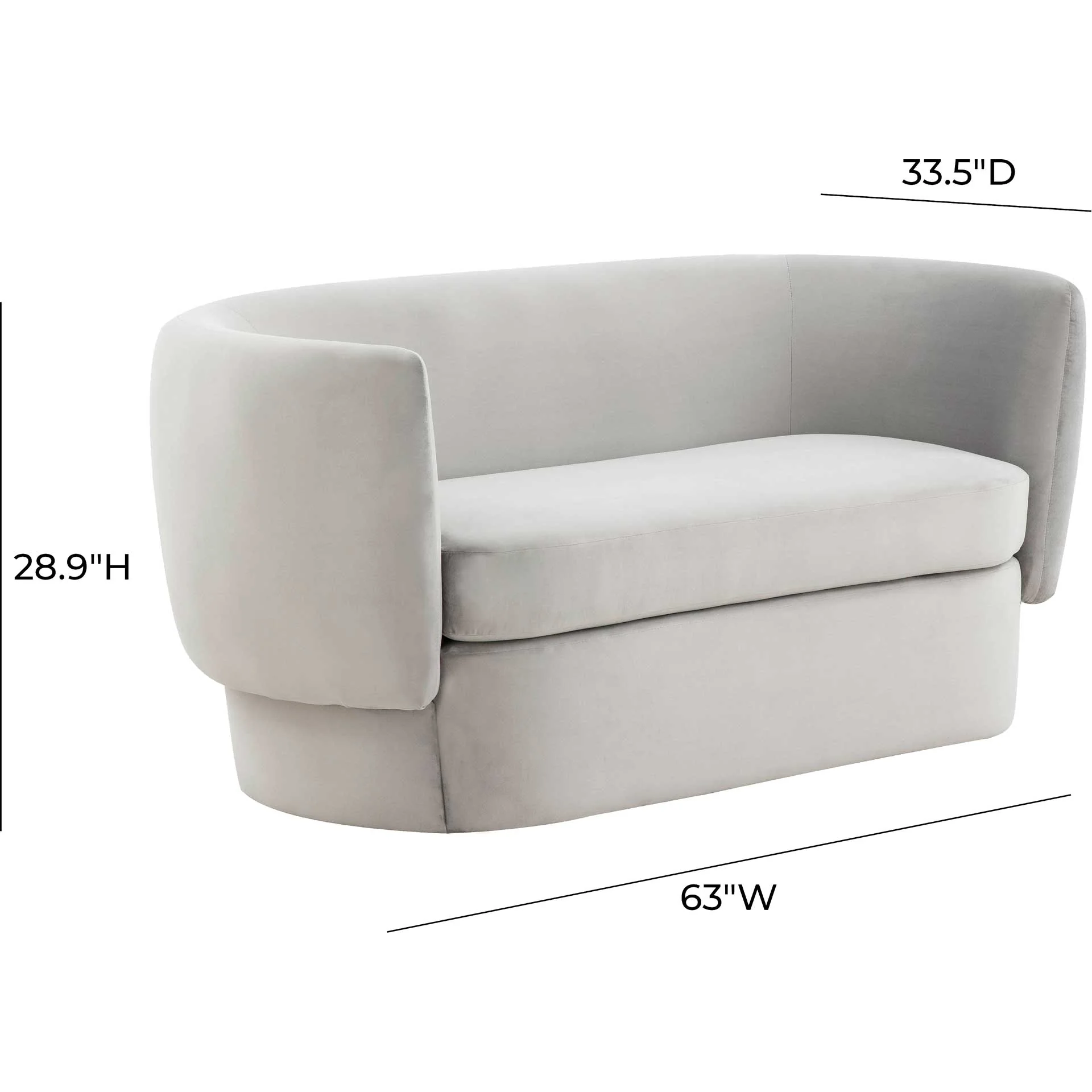 Isaiah Velvet Loveseat Light Gray - Image 5