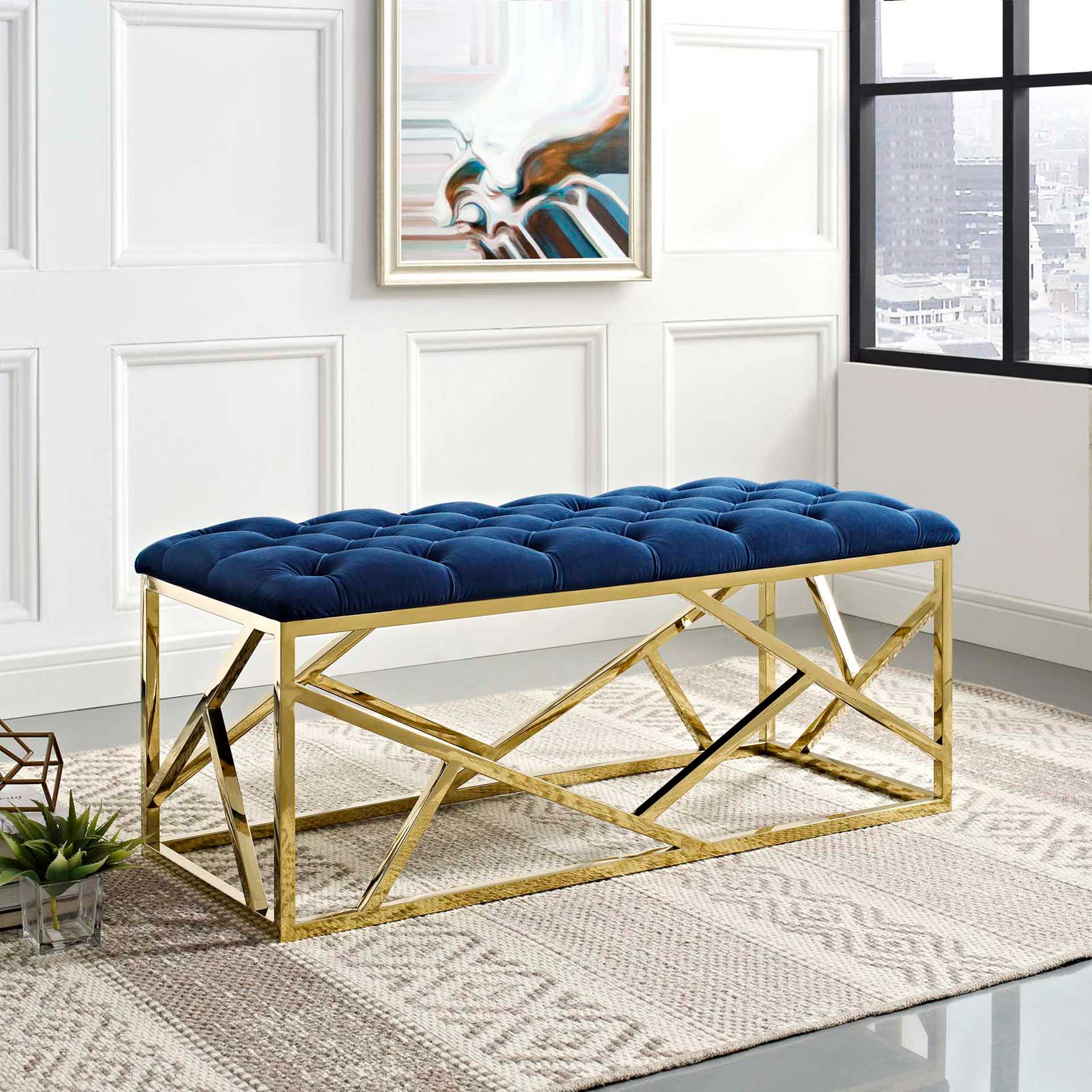 Ismael Bench Gold/Navy - Image 3