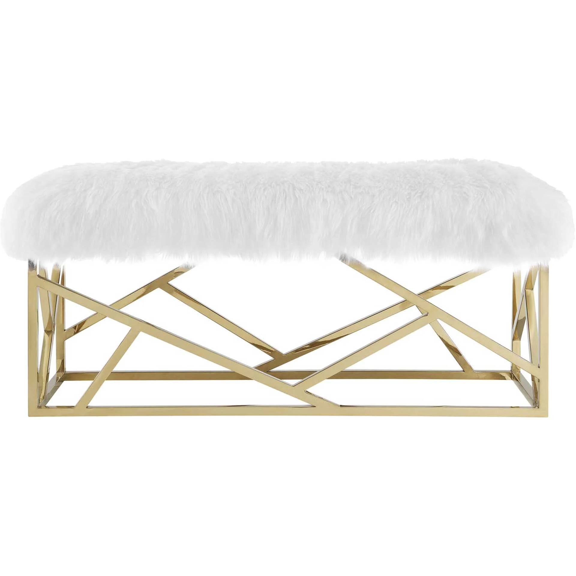 Ismael Sheepskin Bench Gold/White - Image 2