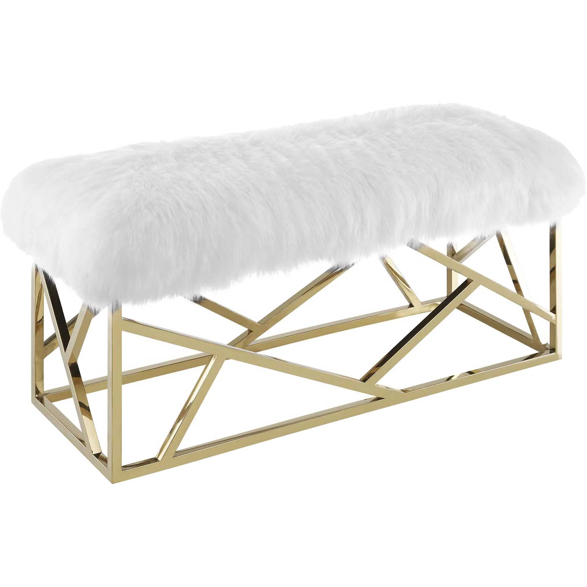 Ismael Sheepskin Bench Gold/White - Image 3