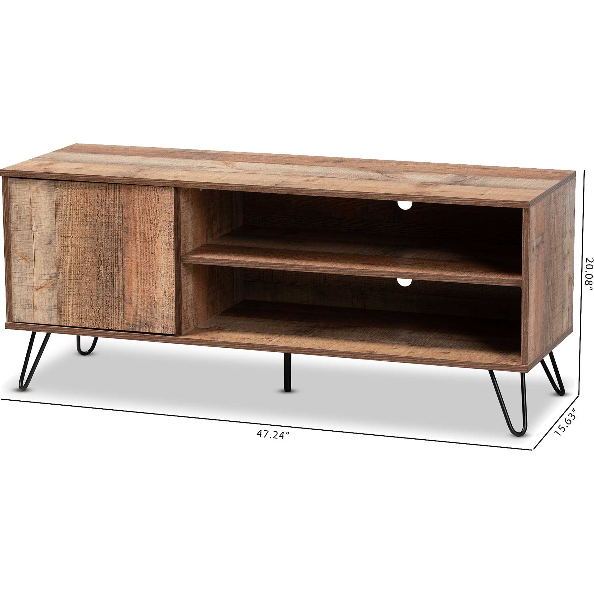 Ivan 1-Door TV Stand Rustic Oak/Black - Image 6