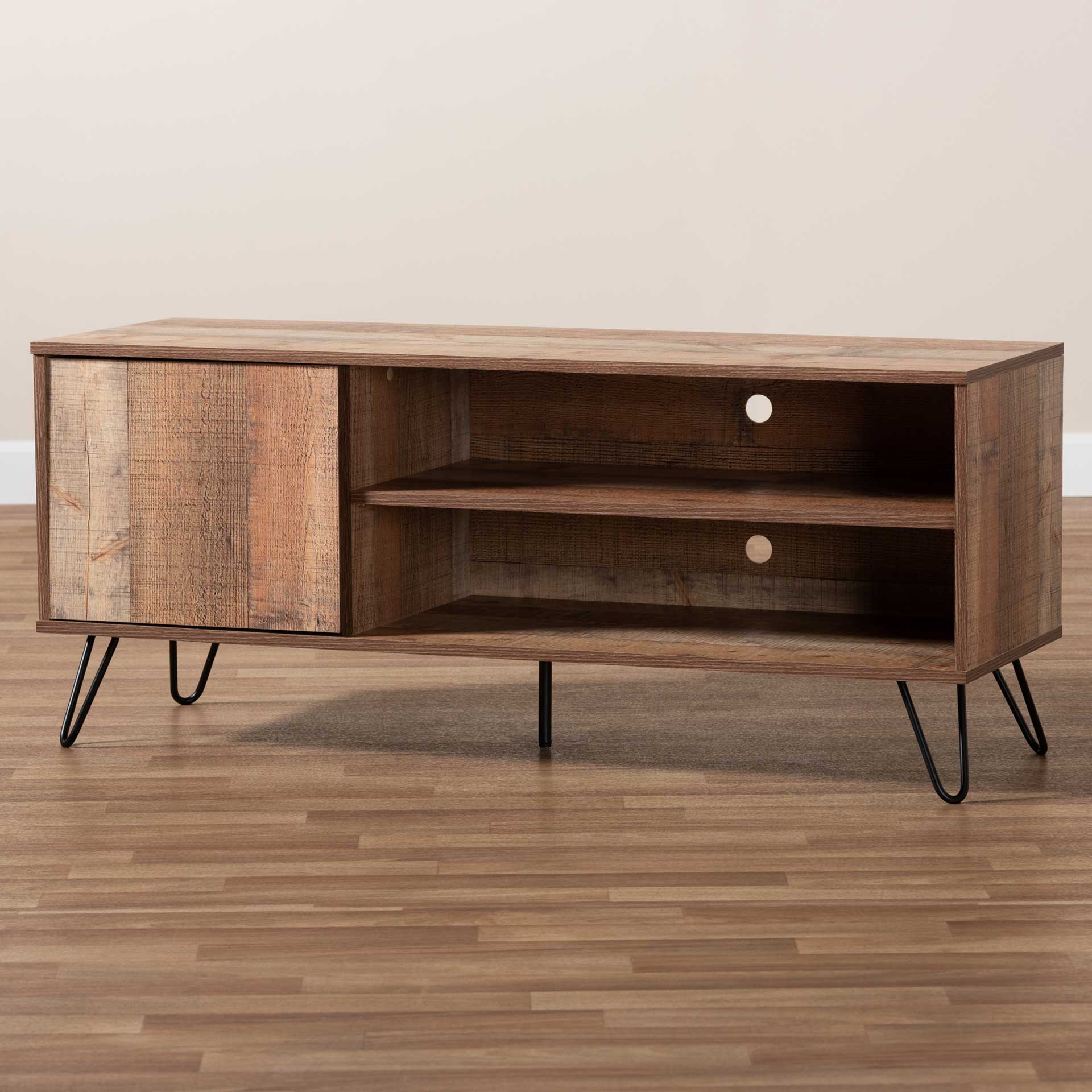 Ivan 1-Door TV Stand Rustic Oak/Black - Image 7