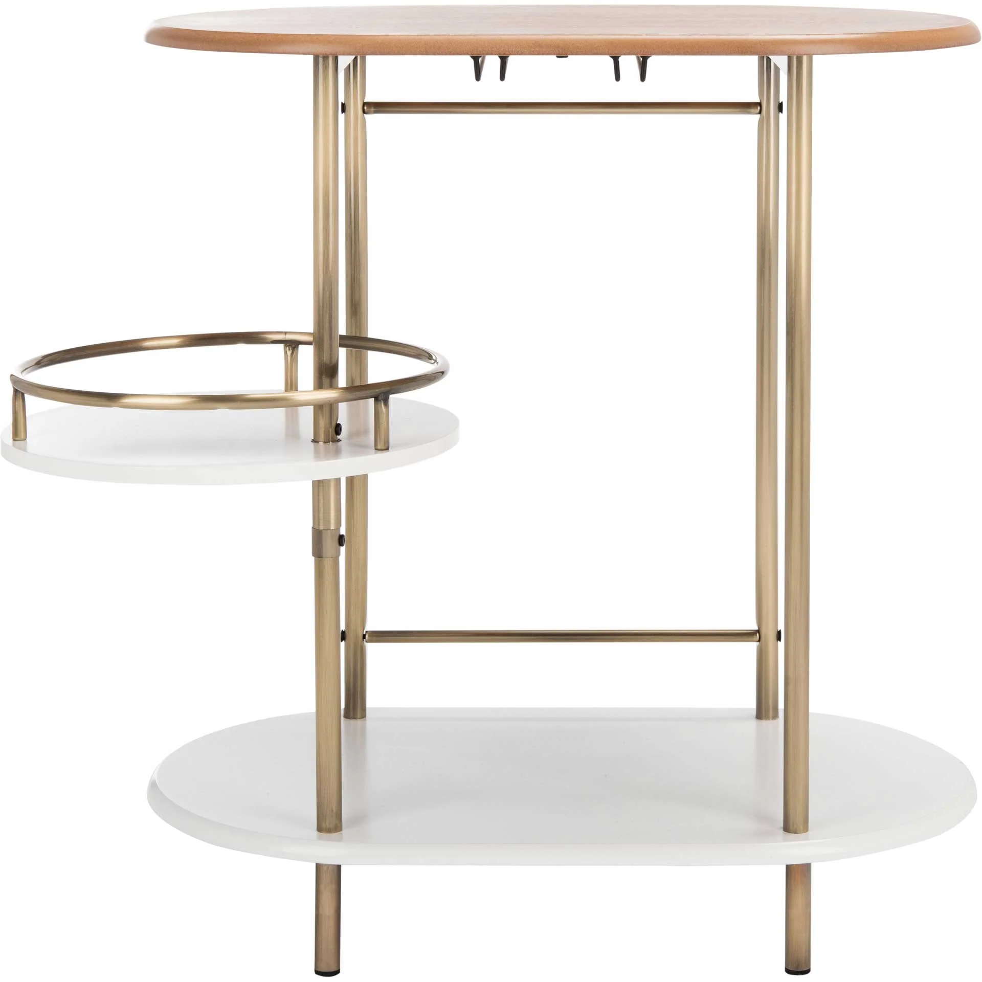 Ivan 3 Tier Swivel Bar Table Light Walnut/Gold - Image 2