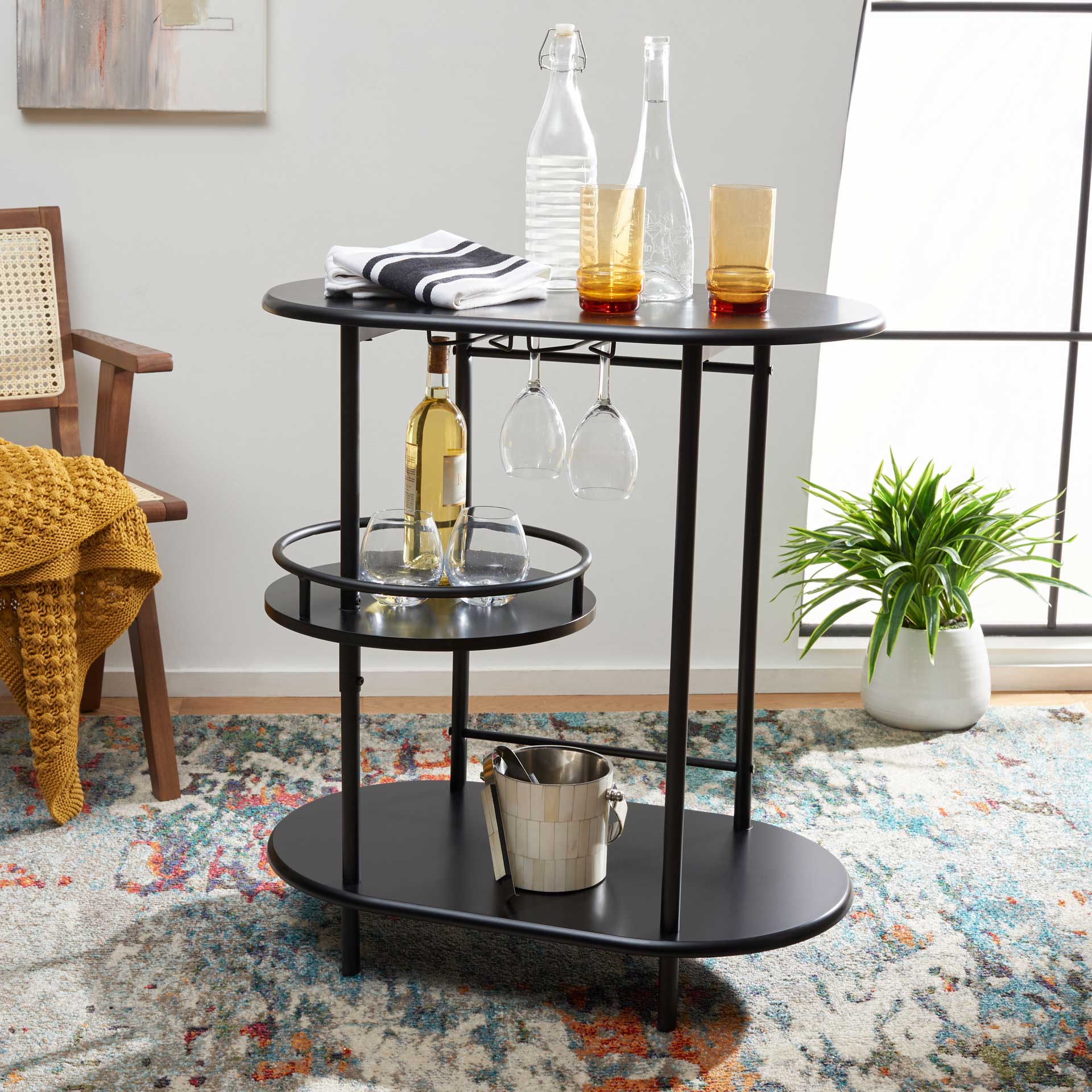 Ivan 3 Tier Swivel Bar Table Matte Black - Image 4
