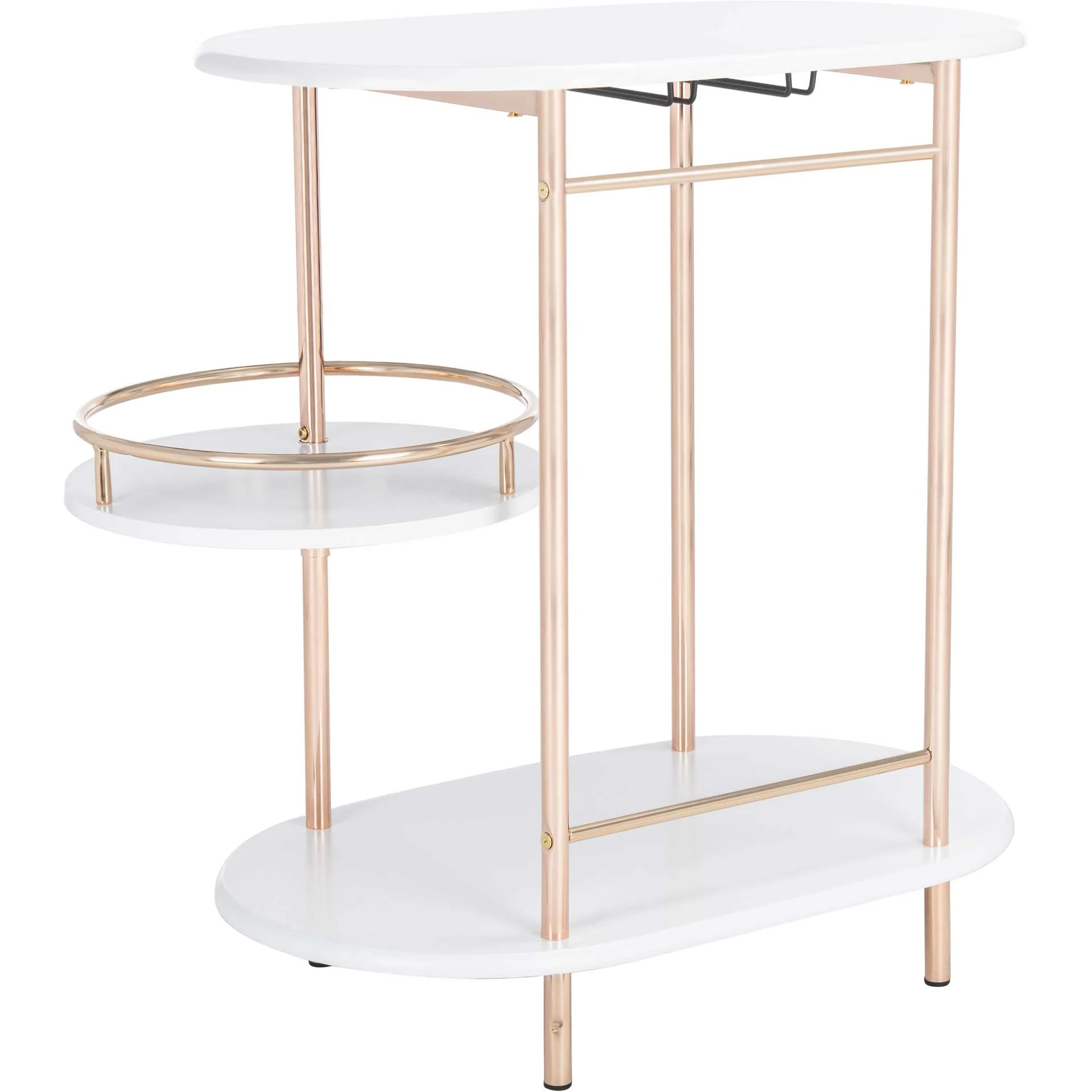 Ivan 3 Tier Swivel Bar Table White/Gold - Image 2