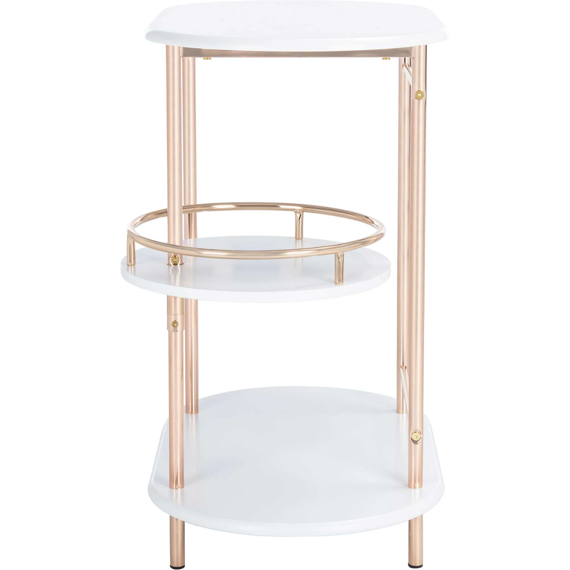 Ivan 3 Tier Swivel Bar Table White/Gold - Image 3