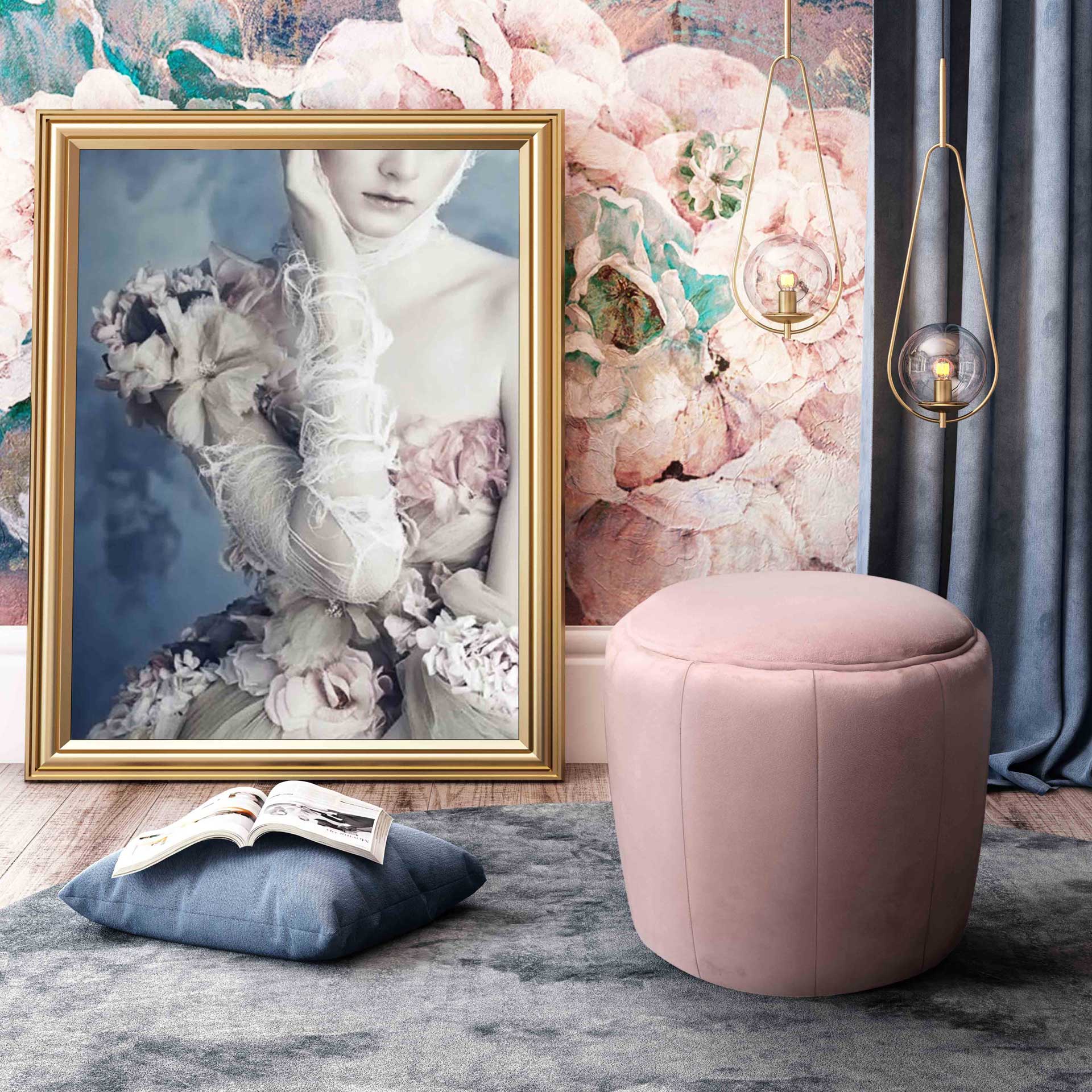 Ivy Velvet Ottoman Blush - Image 4