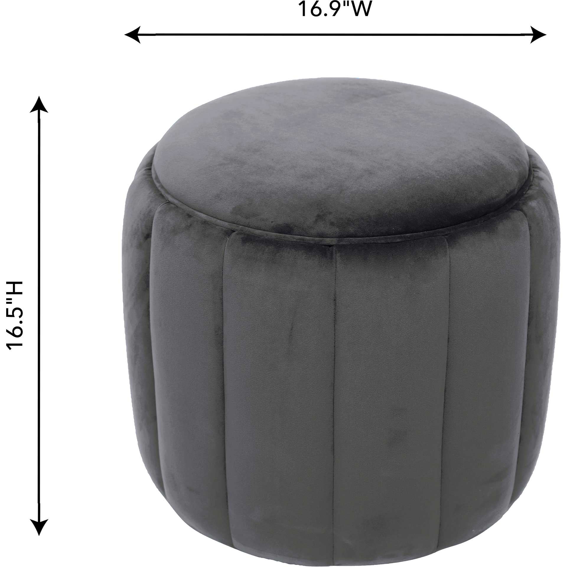 Ivy Velvet Ottoman Gray - Image 3
