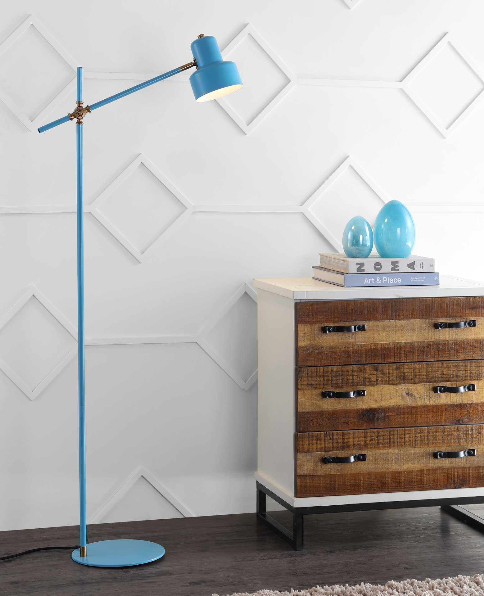 Jackie Floor Lamp Blue/Brass Gold - Image 3