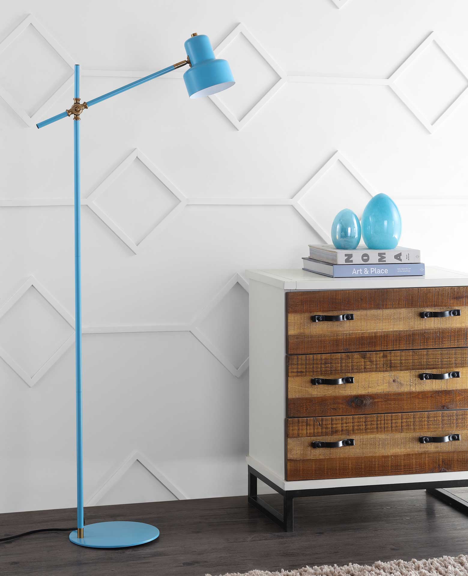 Jackie Floor Lamp Blue/Brass Gold - Image 4