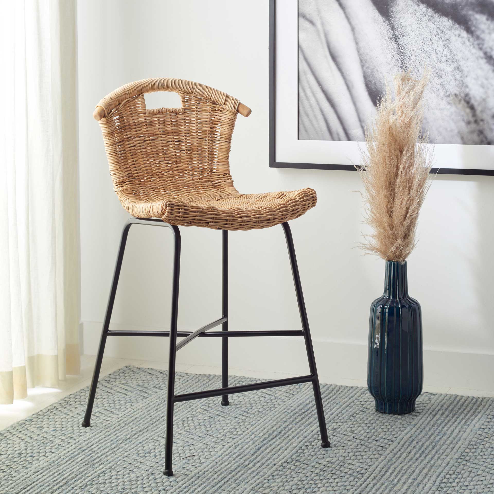 Jacky Rattan Bar Stool Natural/Black - Image 13