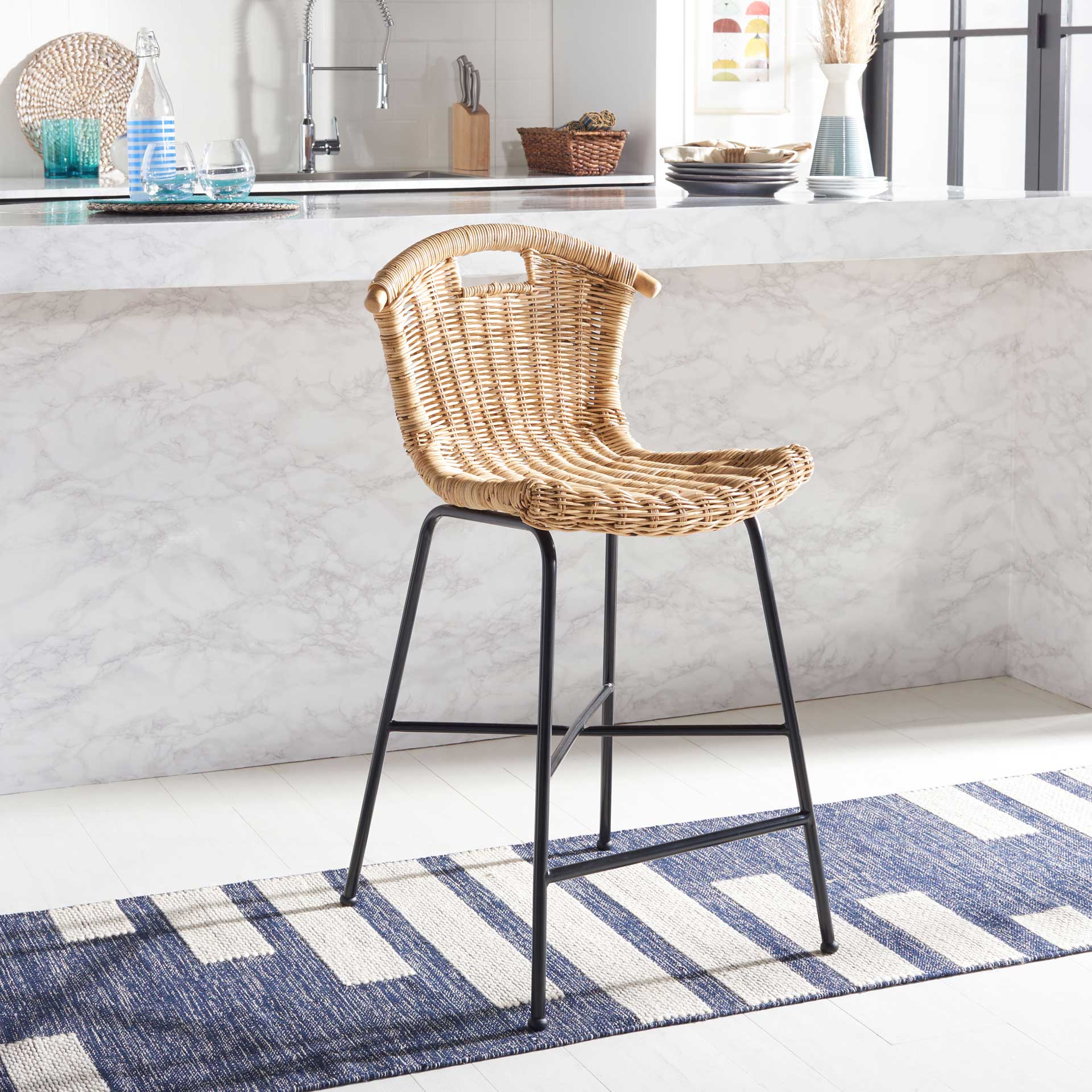Jacky Rattan Bar Stool Natural/Black - Image 14
