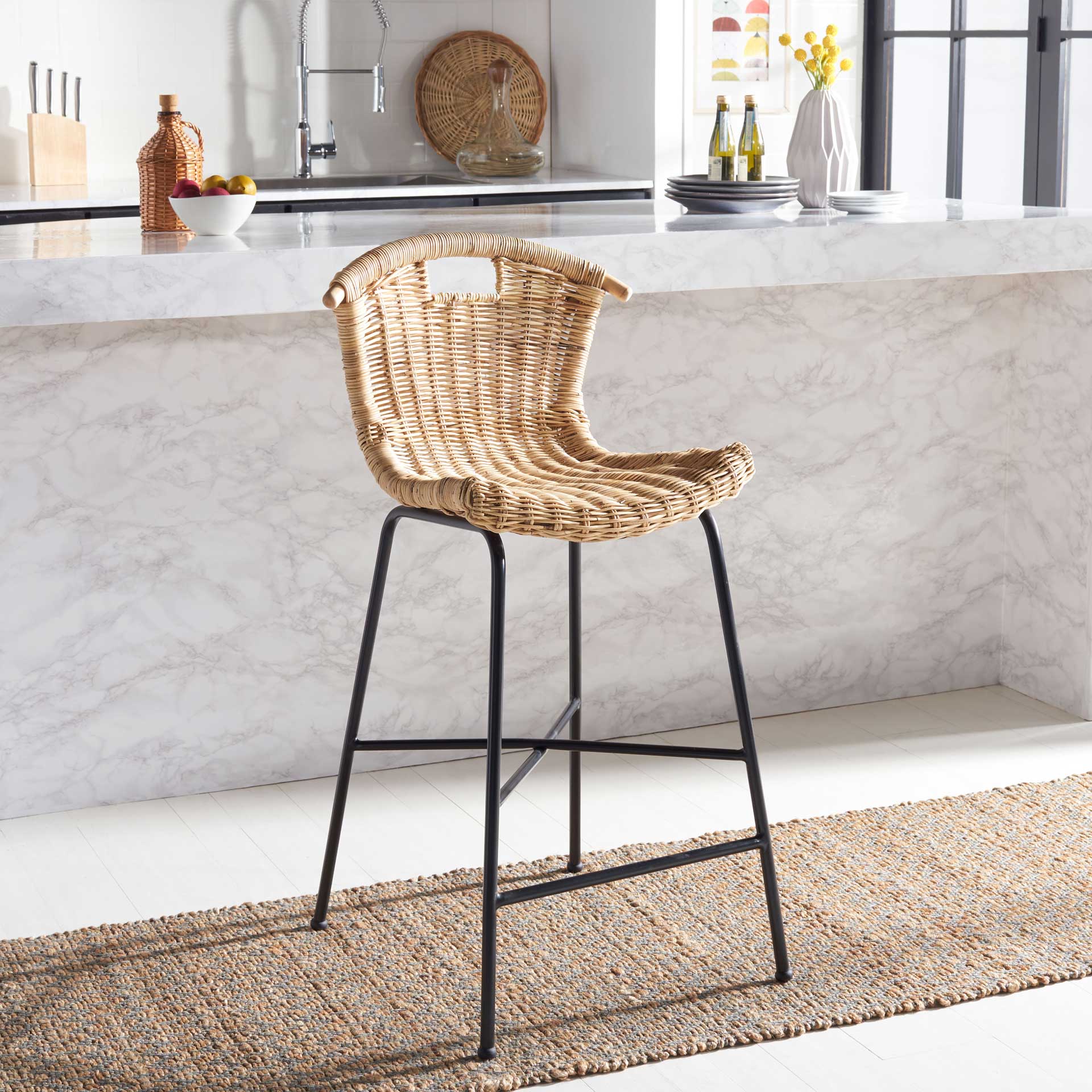 Jacky Rattan Bar Stool Natural/Black - Image 7