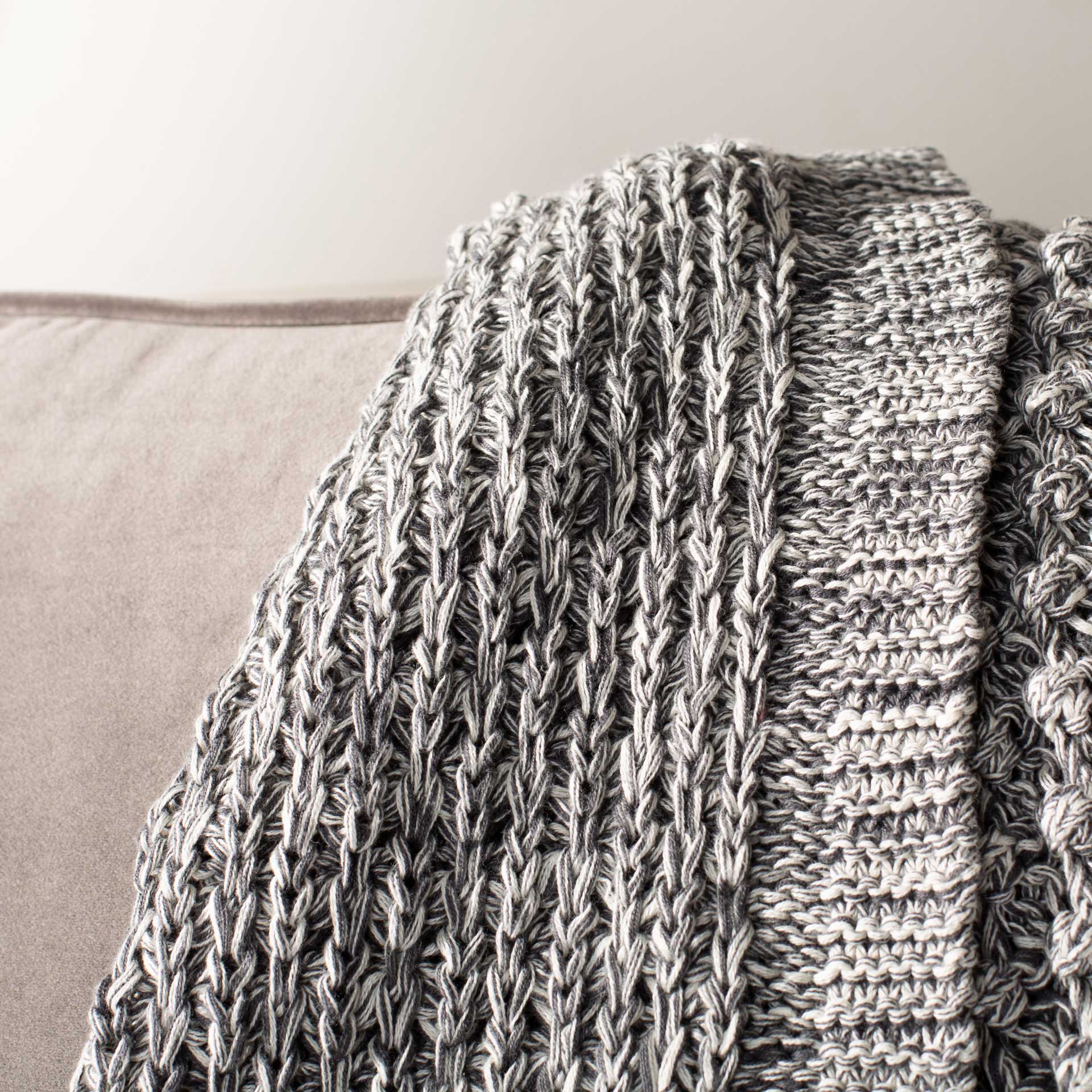 Jad Knit Throw Dark Gray/Natural - Image 3