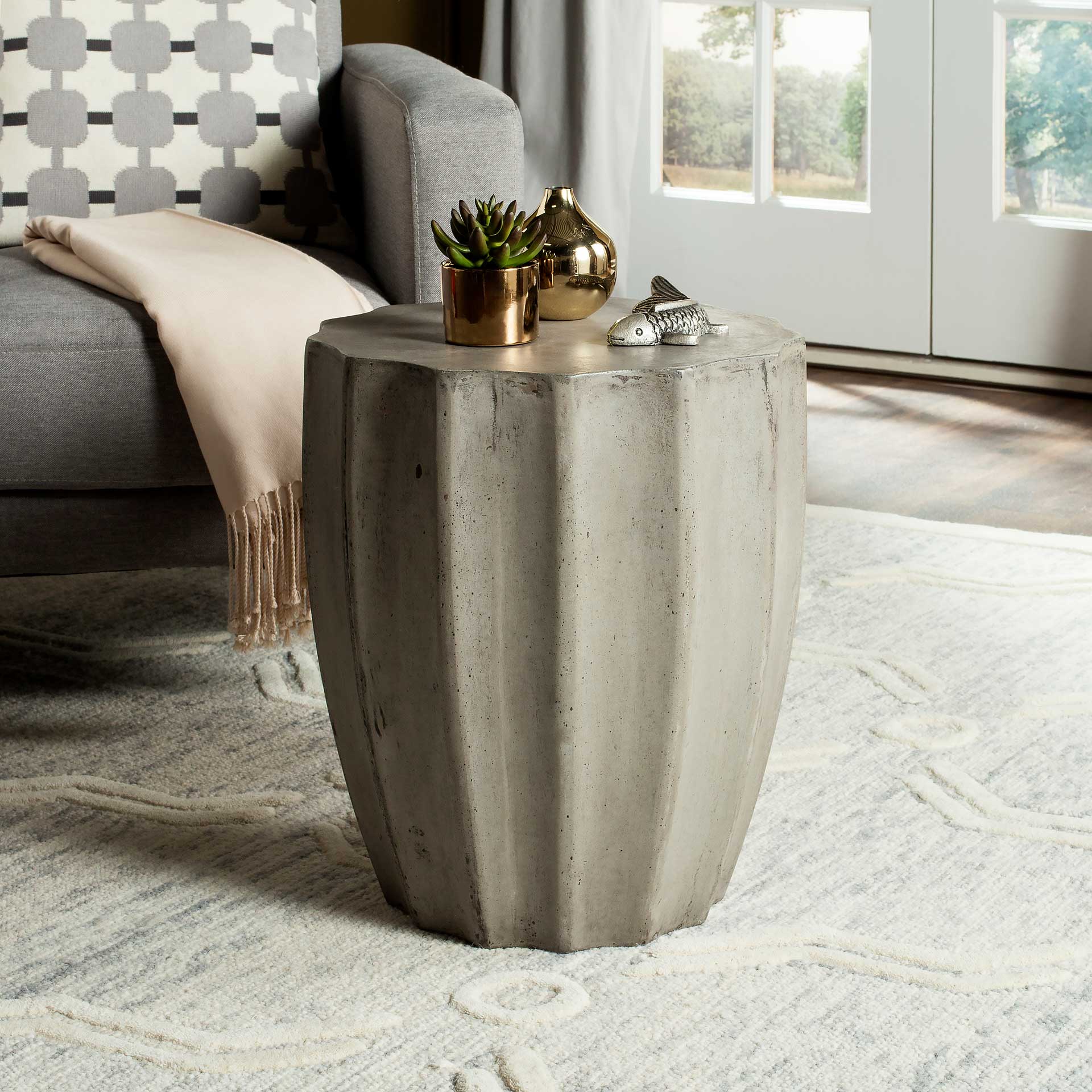 Jadis Modern Concrete Round Accent Table Dark Gray - Image 4