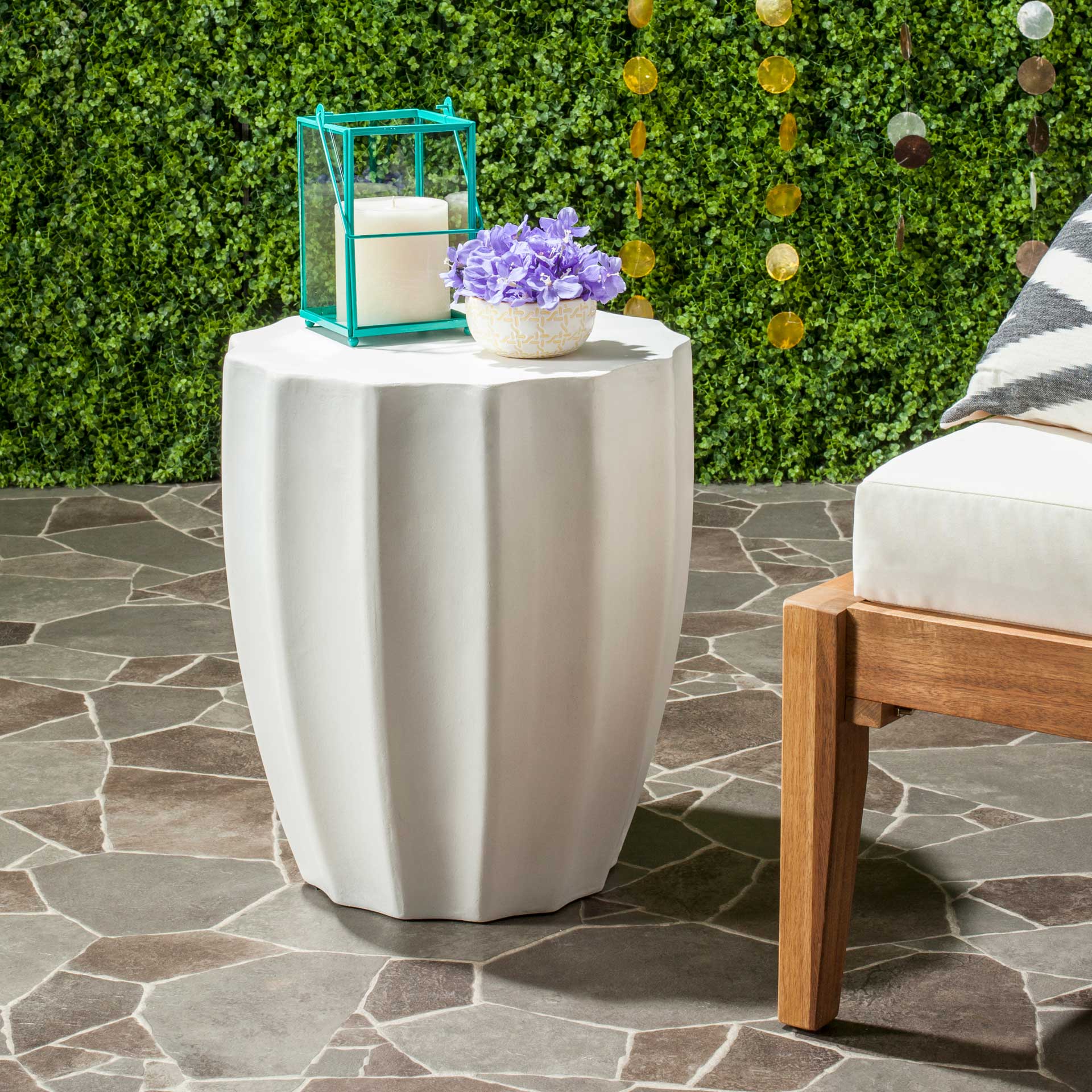 Jadis Modern Concrete Round Accent Table Ivory - Image 3