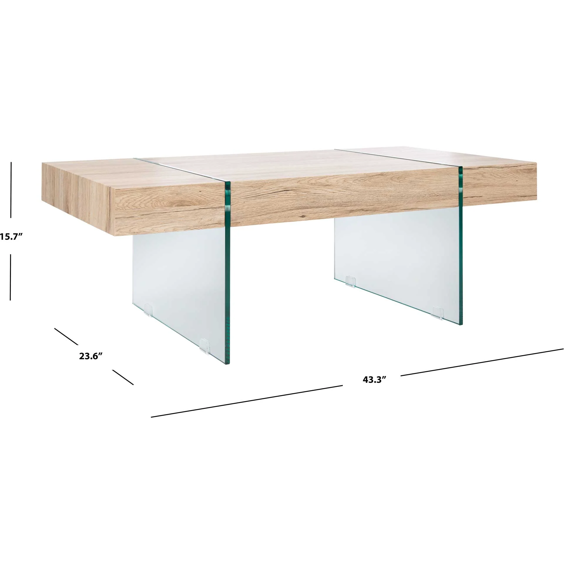 Jadyn Rectangular Modern Coffee Table Natural/Glass - Image 6
