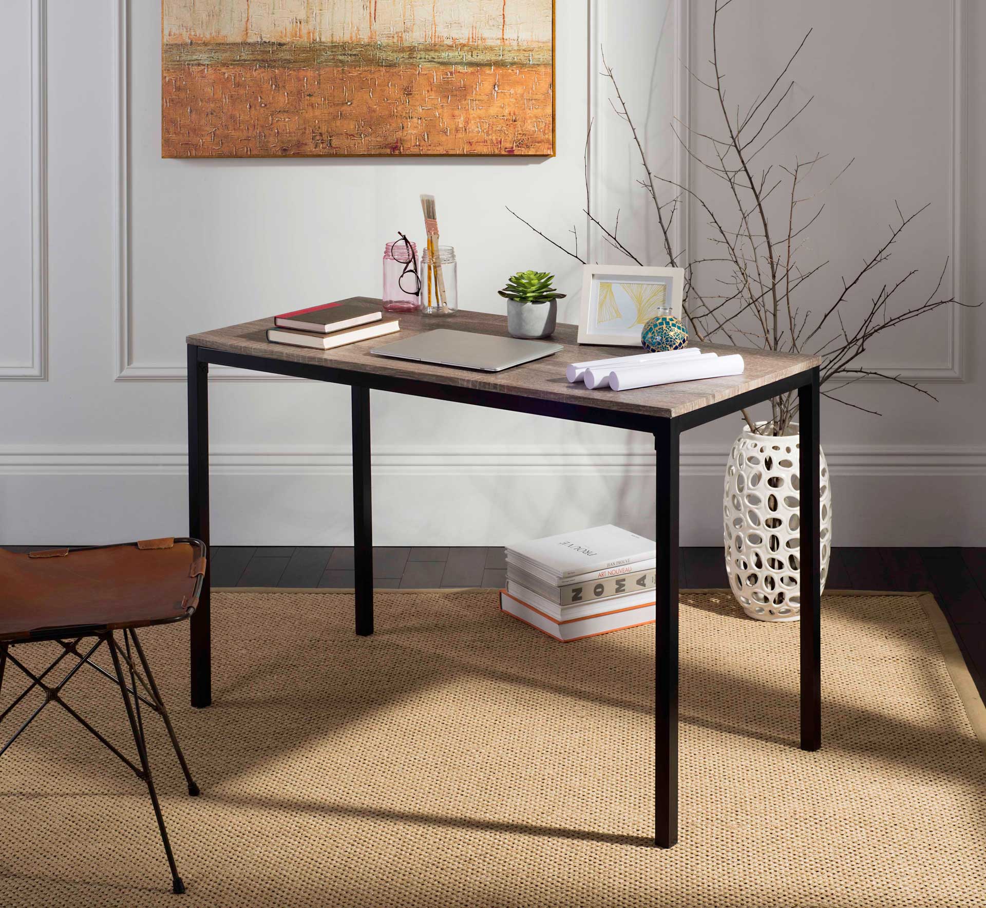 Jaiden Writing Desk Gray/Black - Image 8