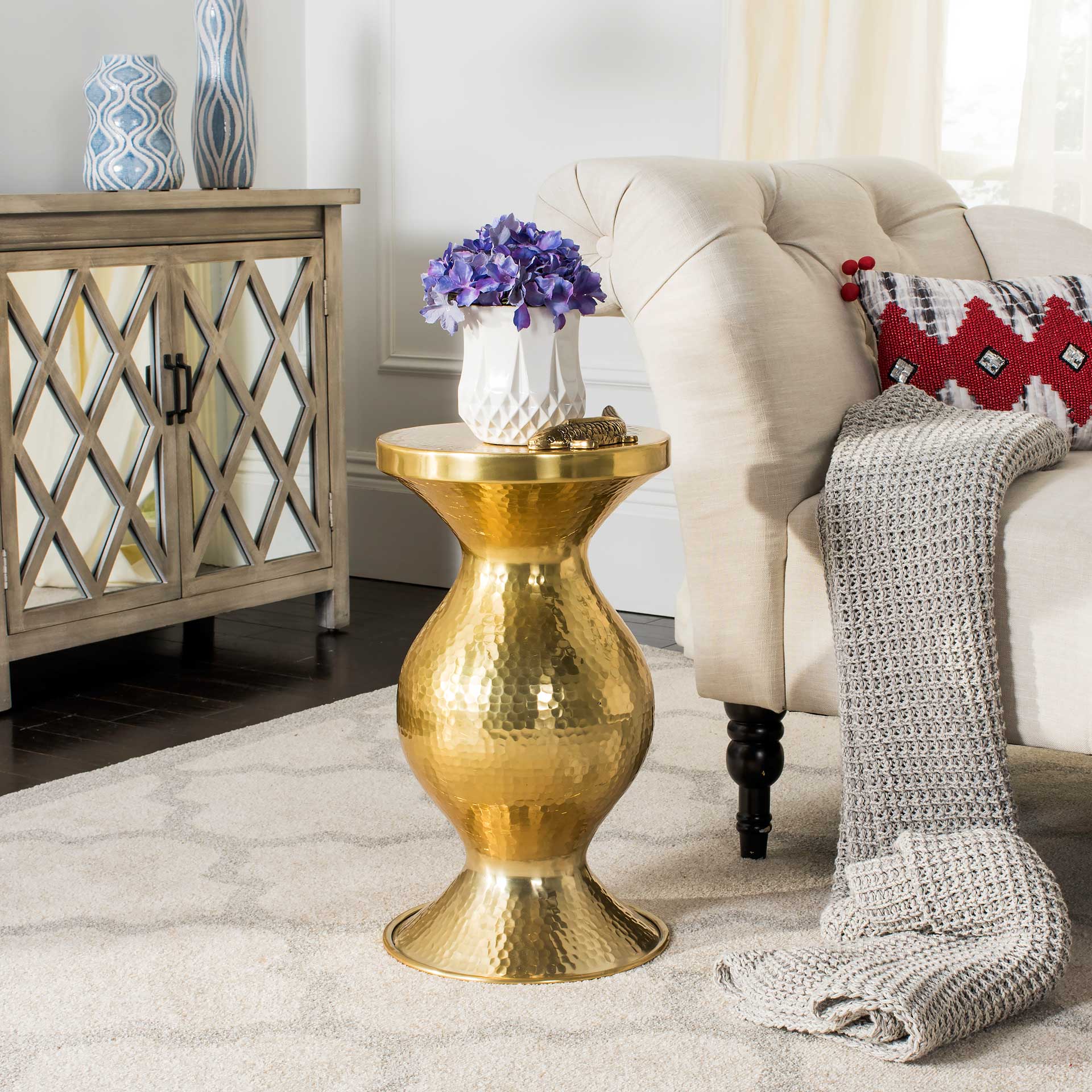 James Hammered End Table Antique Brass - Image 6