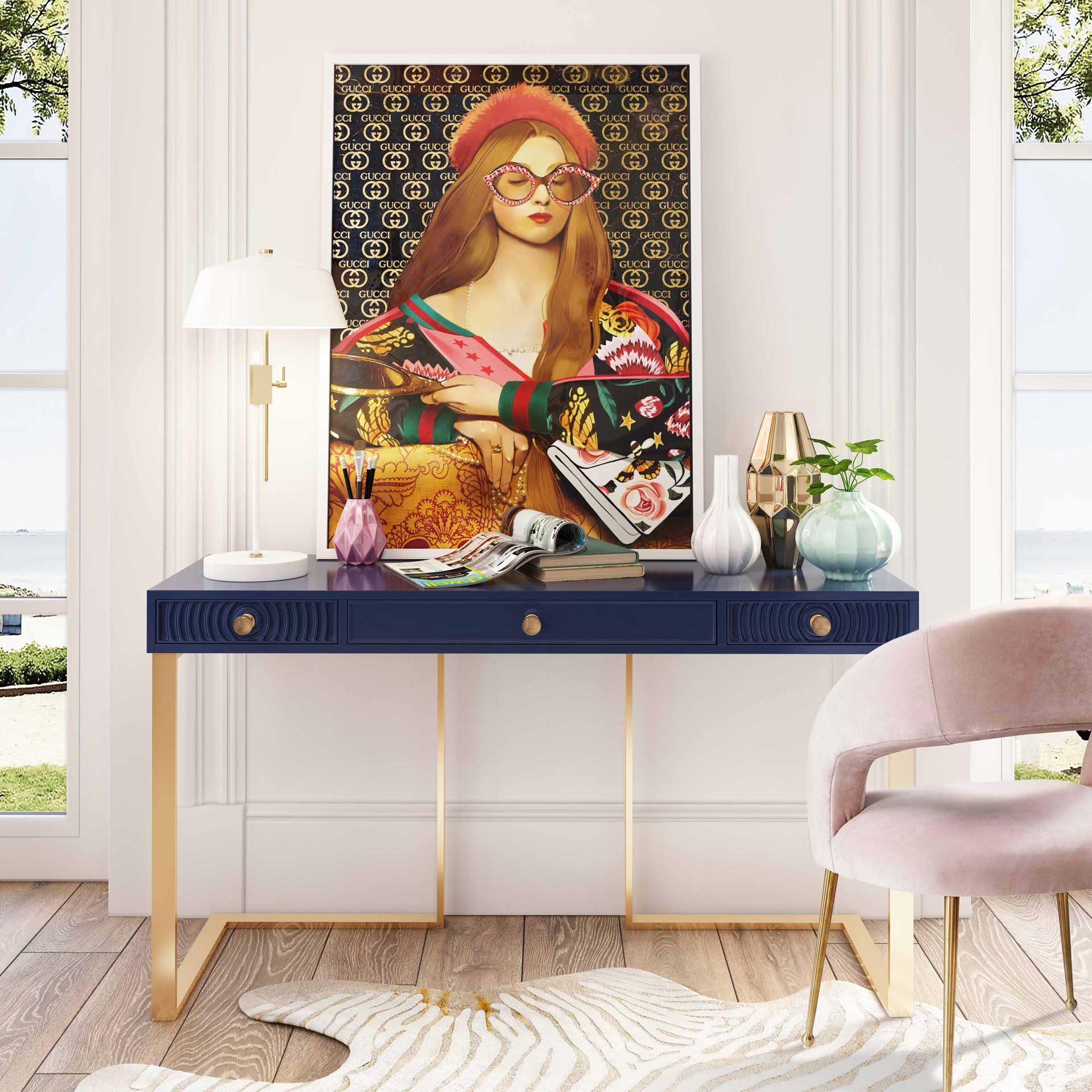 Jander Lacquer Desk Blue - Image 9