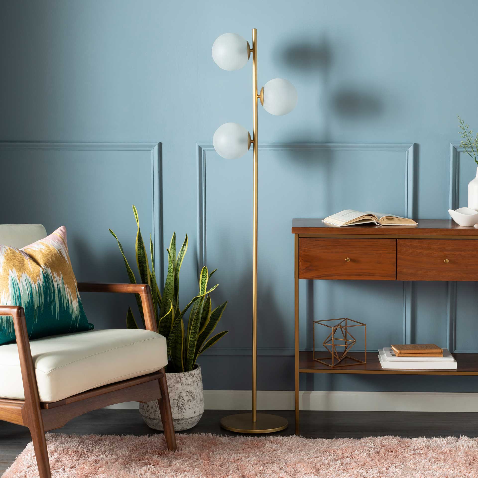 Jasper Floor Lamp Gold/White - Image 2