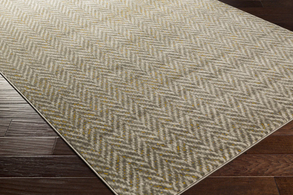 Jax Light Gray/Gold Chevron Area Rug - Image 2