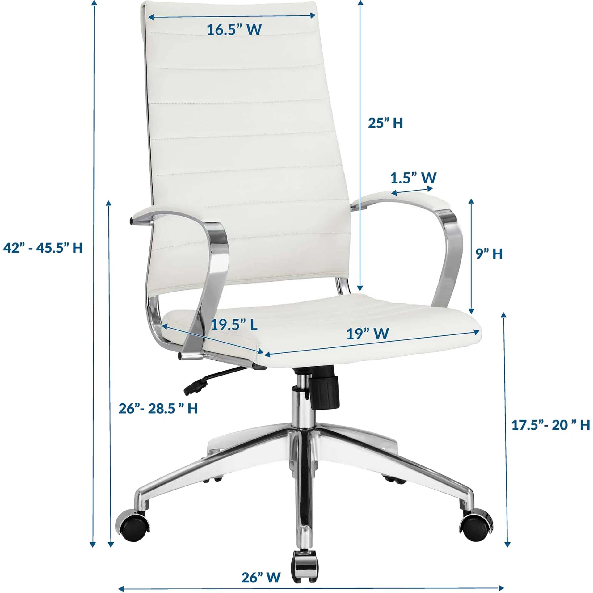 Jaxon High Back Office Chair White - Image 4