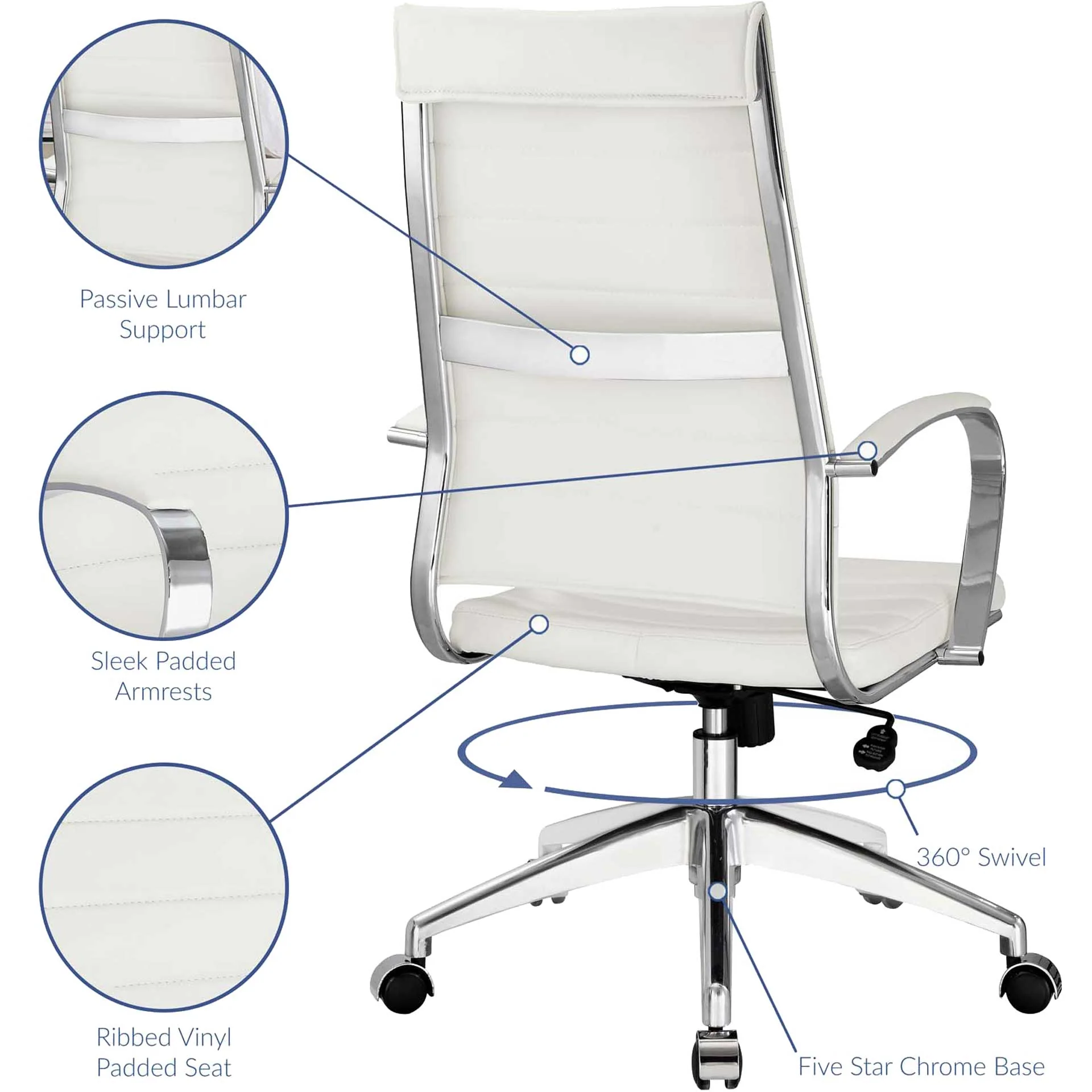 Jaxon High Back Office Chair White - Image 5
