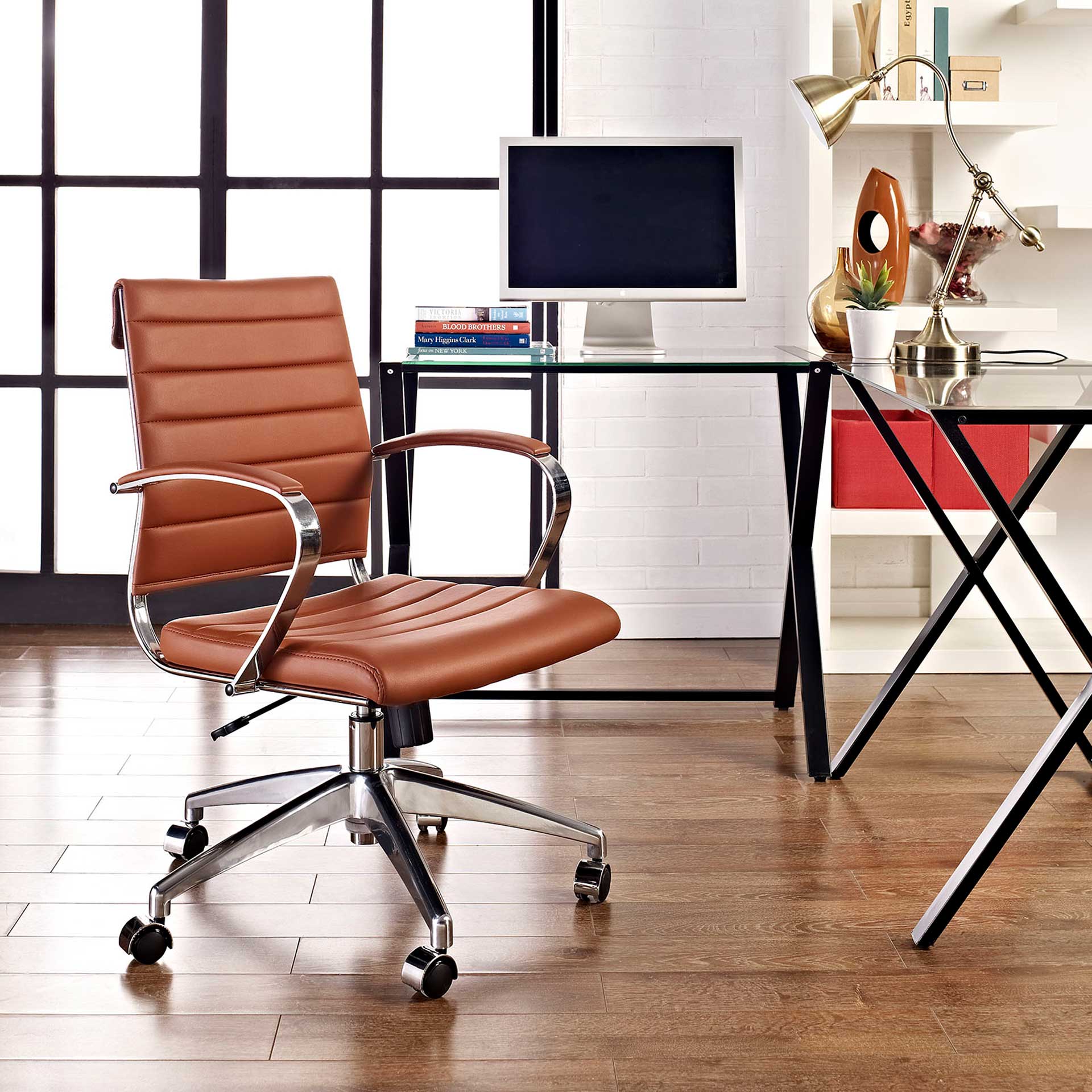 Jaxon Mid Back Office Chair Terracotta - Image 4
