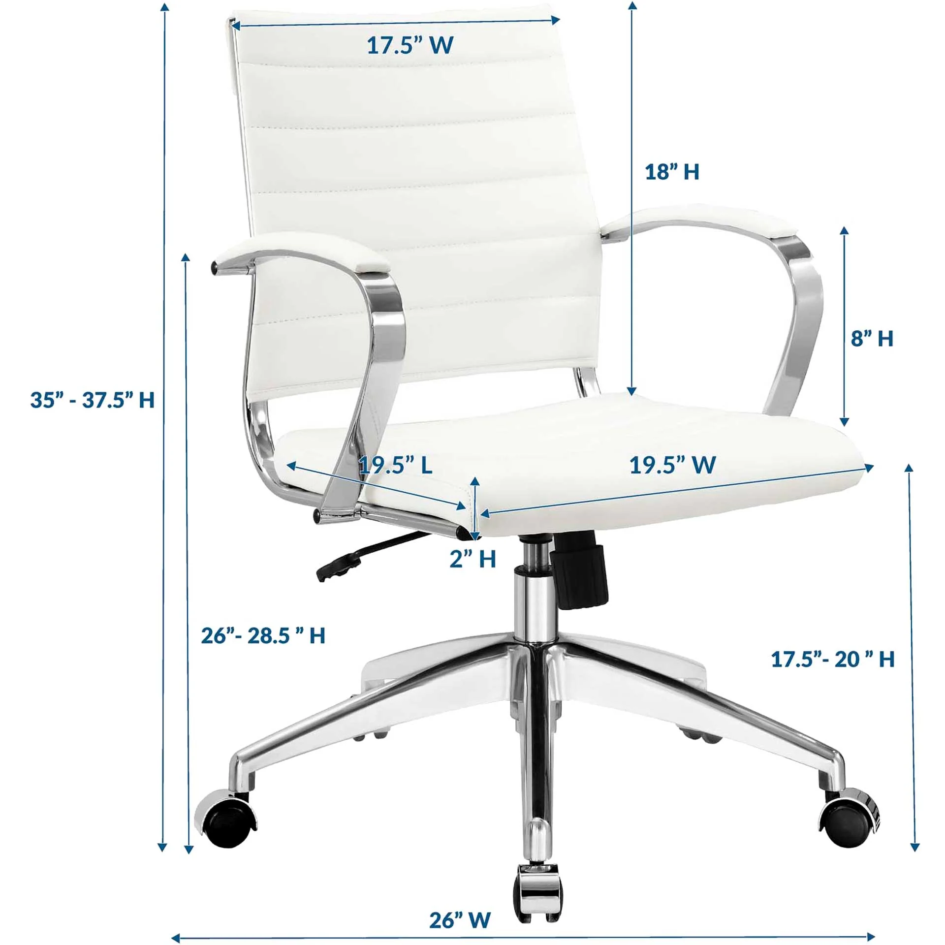 Jaxon Mid Back Office Chair White - Image 4
