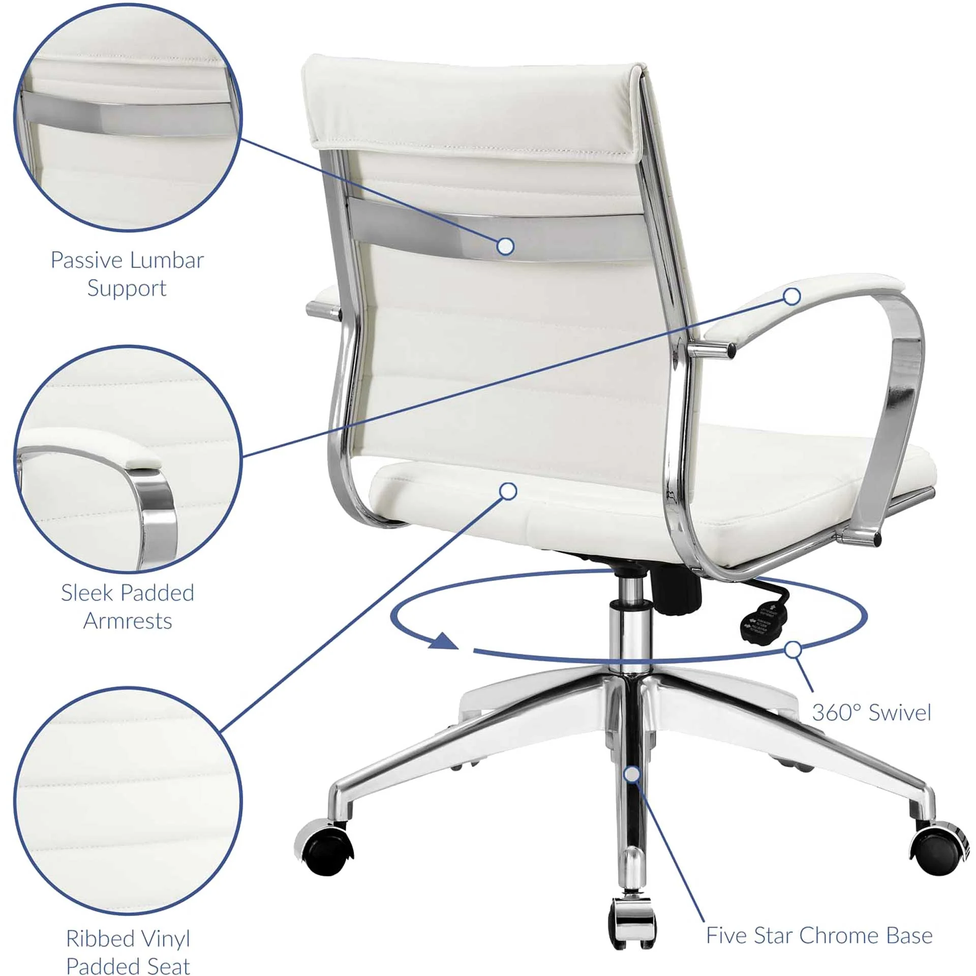 Jaxon Mid Back Office Chair White - Image 5