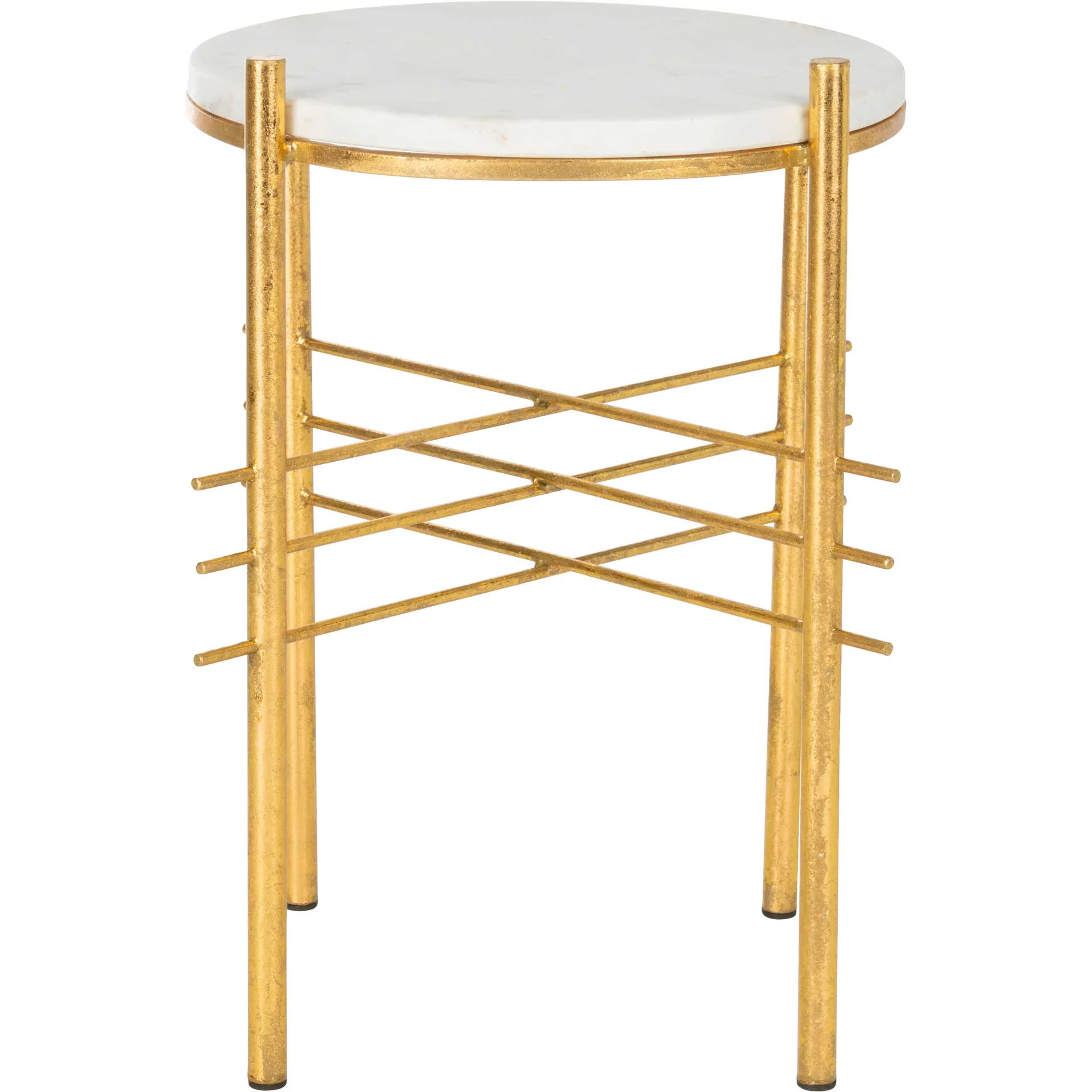 Jeffrey Round Accent Table White Marble/Gold - Image 2