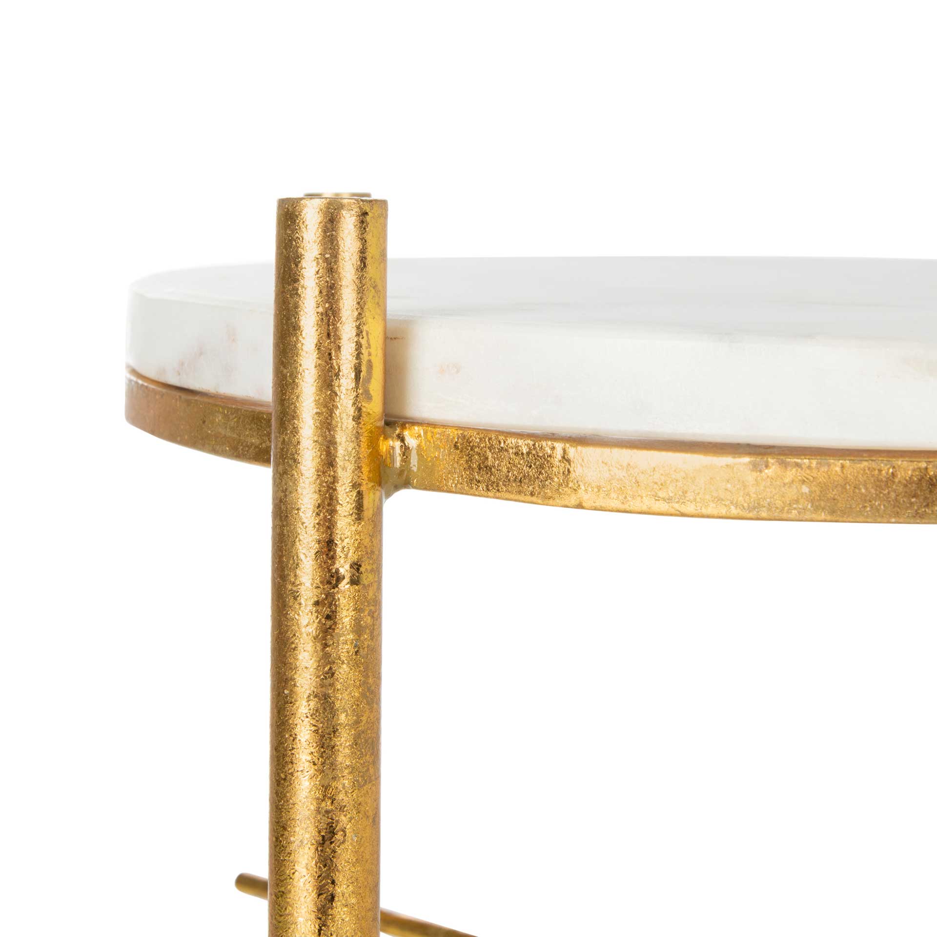 Jeffrey Round Accent Table White Marble/Gold - Image 4