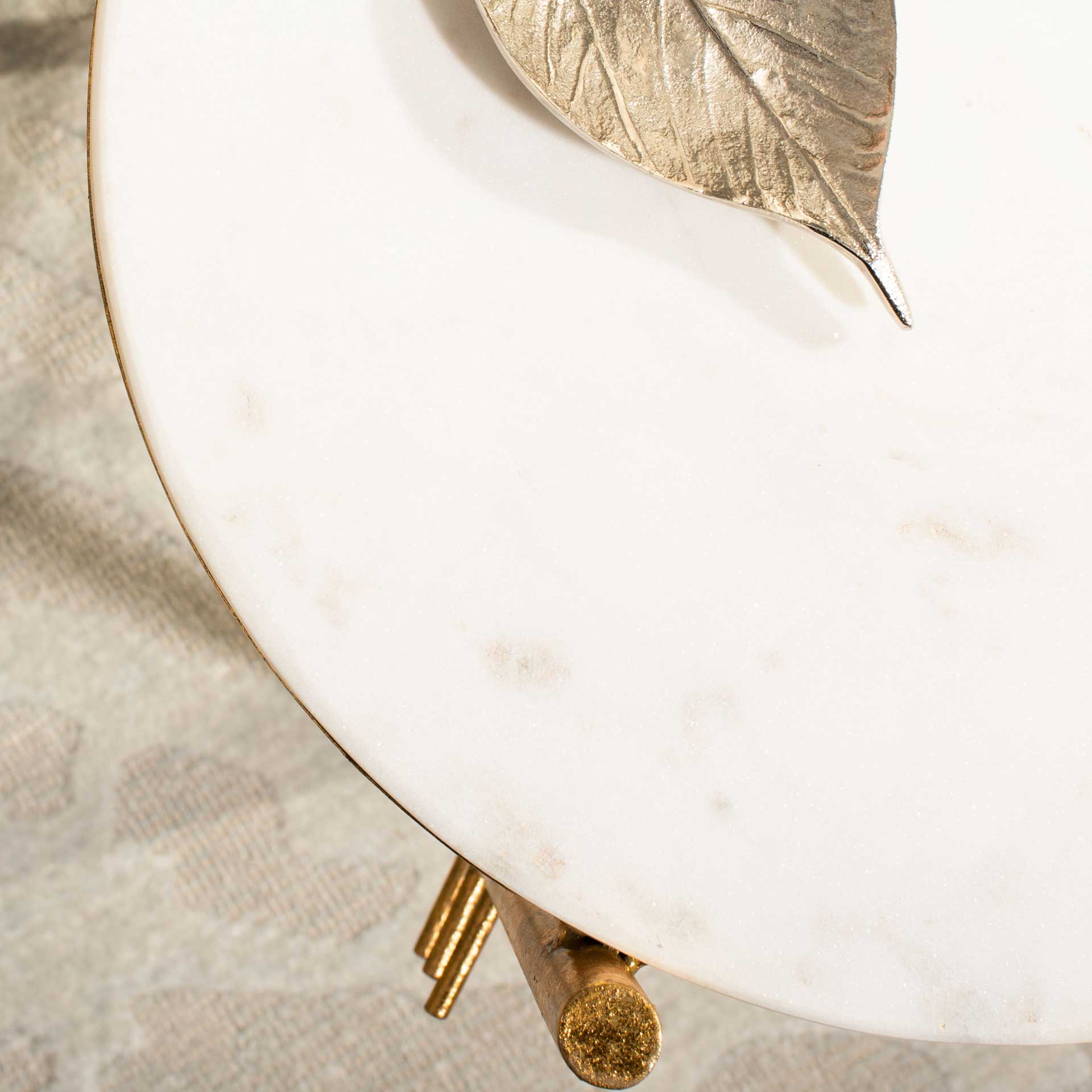 Jeffrey Round Accent Table White Marble/Gold - Image 8
