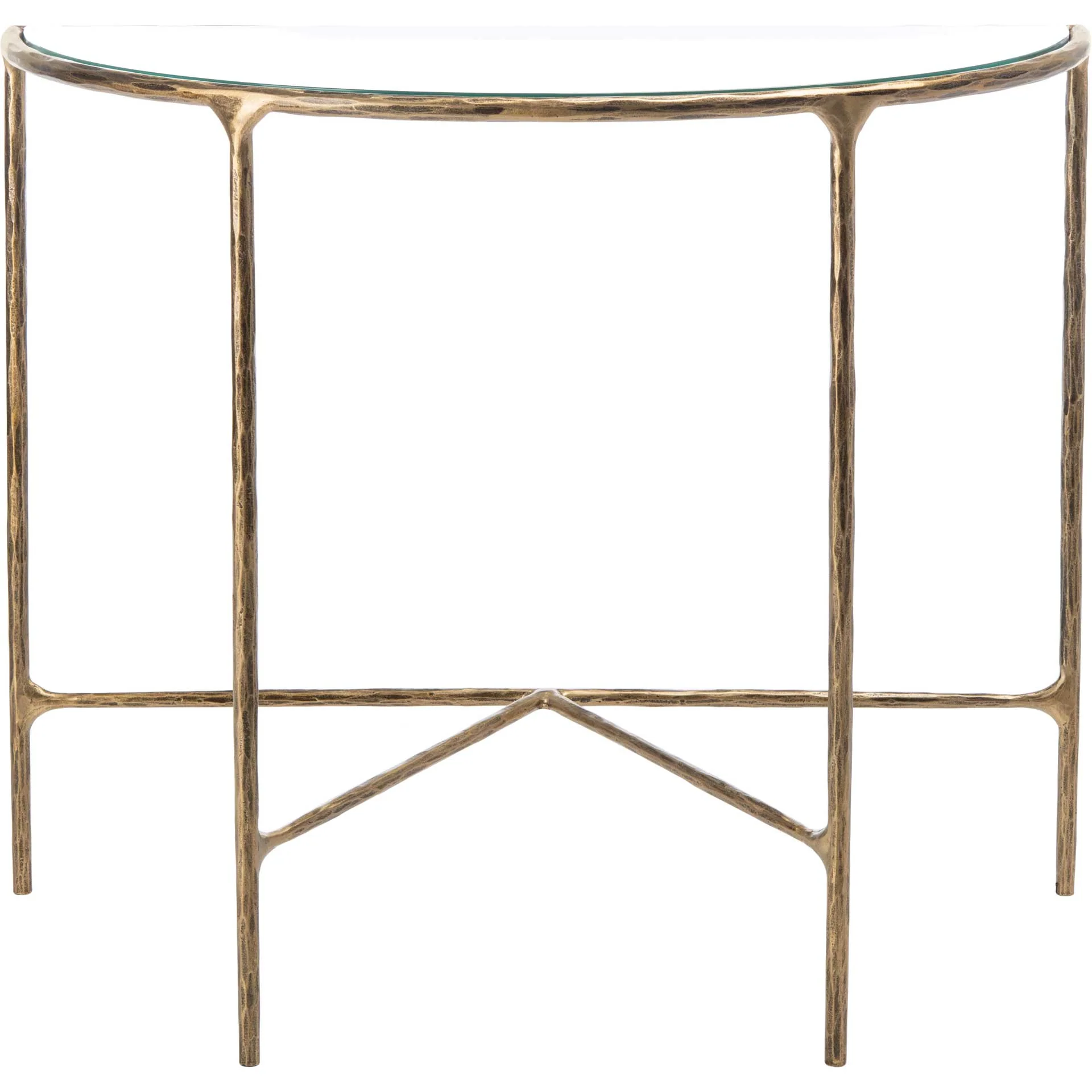 Jenesis Forged Metal Console Table Brass/Clear - Image 2