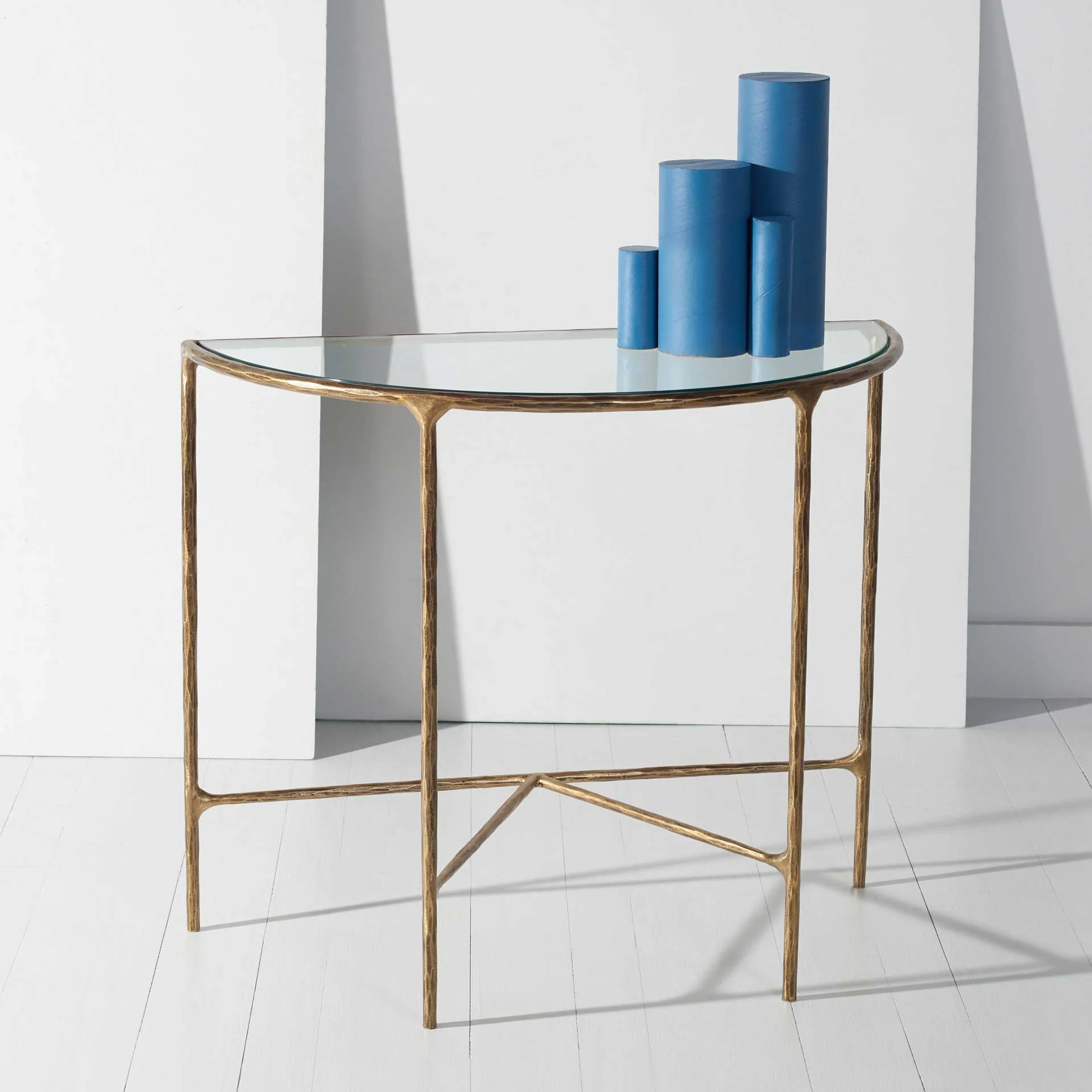 Jenesis Forged Metal Console Table Brass/Clear - Image 4
