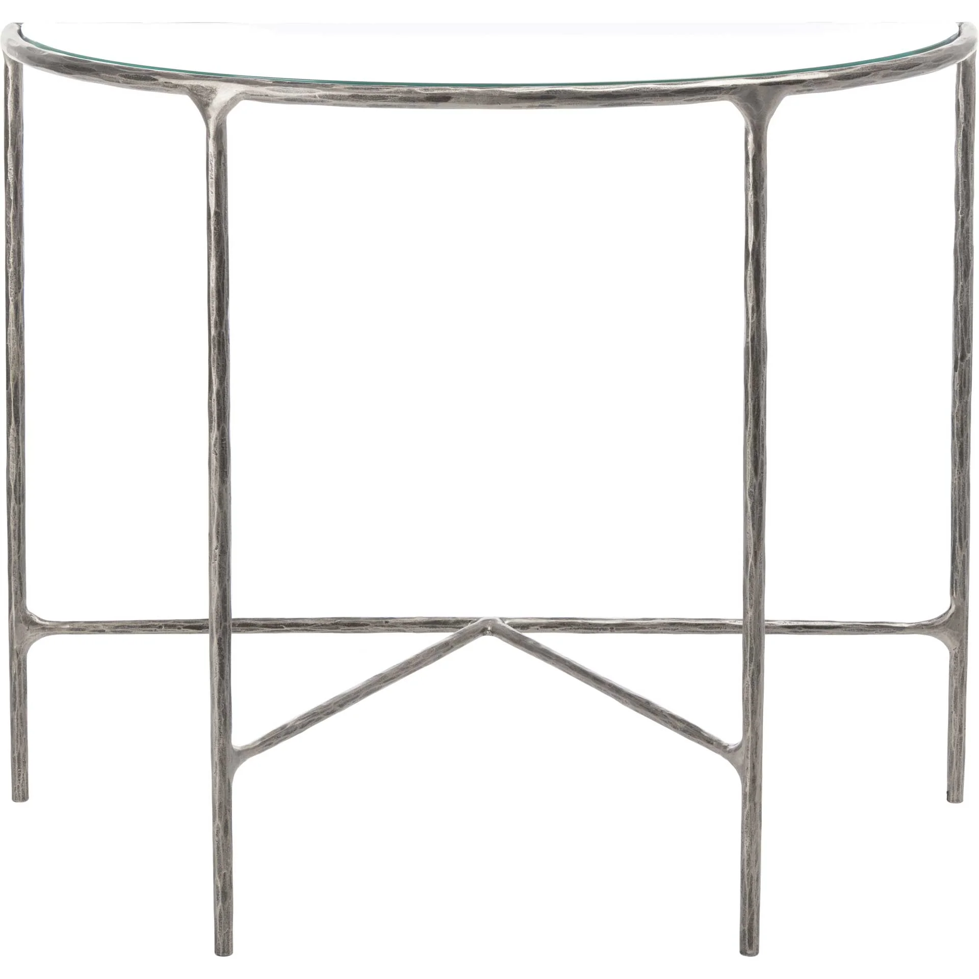Jenesis Forged Metal Console Table Silver/Clear - Image 2