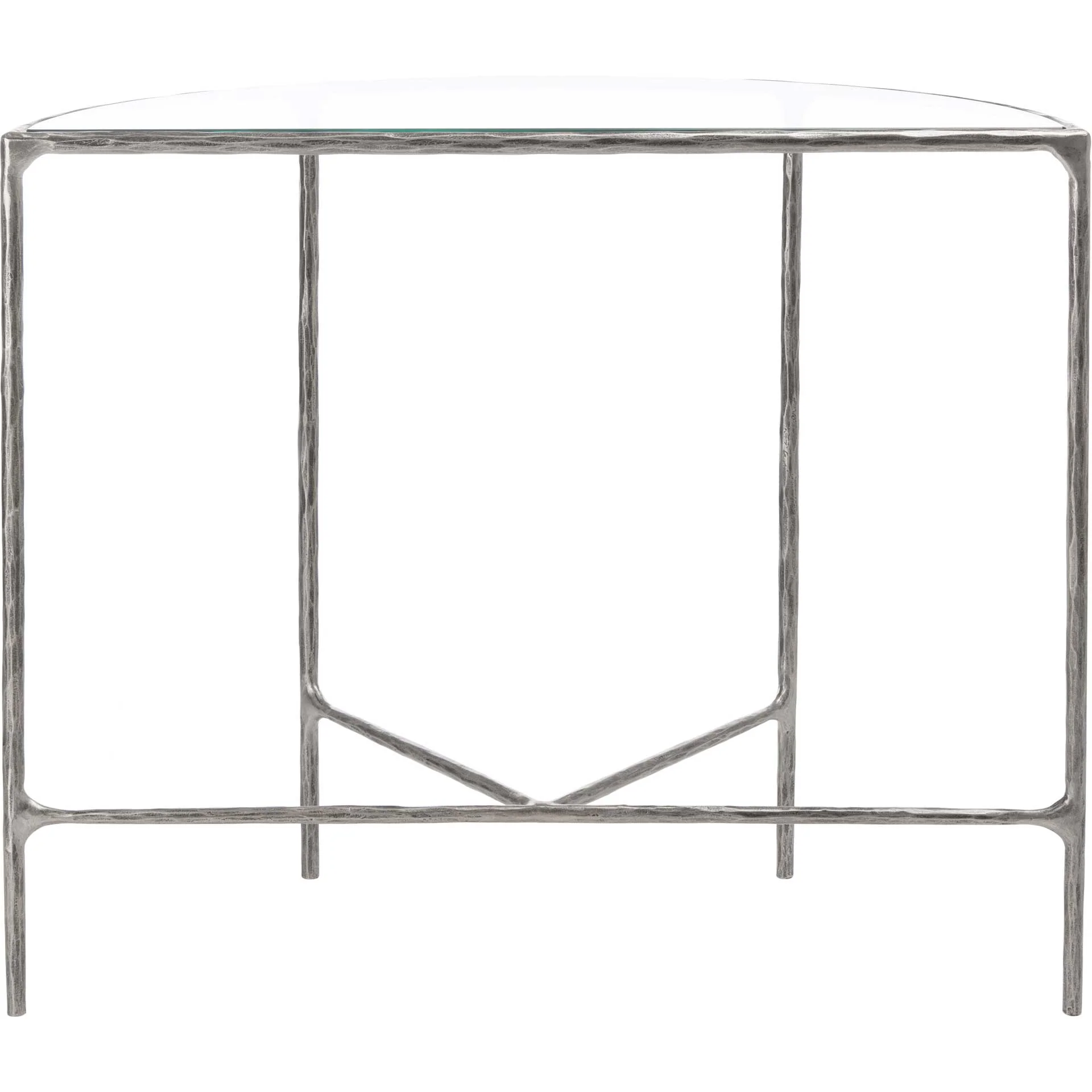 Jenesis Forged Metal Console Table Silver/Clear - Image 3